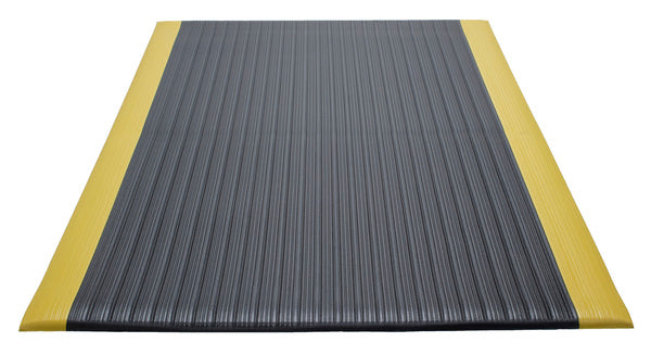 Air Step Anti-Fatigue Mat - 4' x 60' - Black with Yellow Border