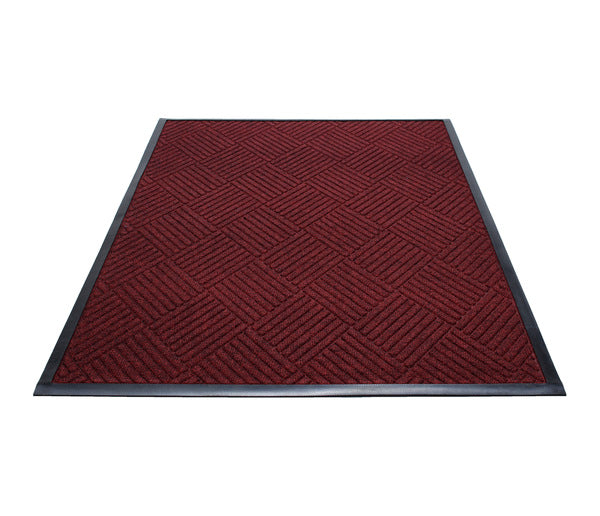 Water Guard Diamond Indoor Floor Mat with Rubber Border - 3' x 20' - Red