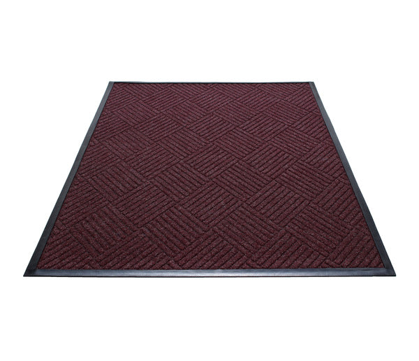 Water Guard Diamond Indoor Floor Mat with Rubber Border - 4' x 6' - Burgundy