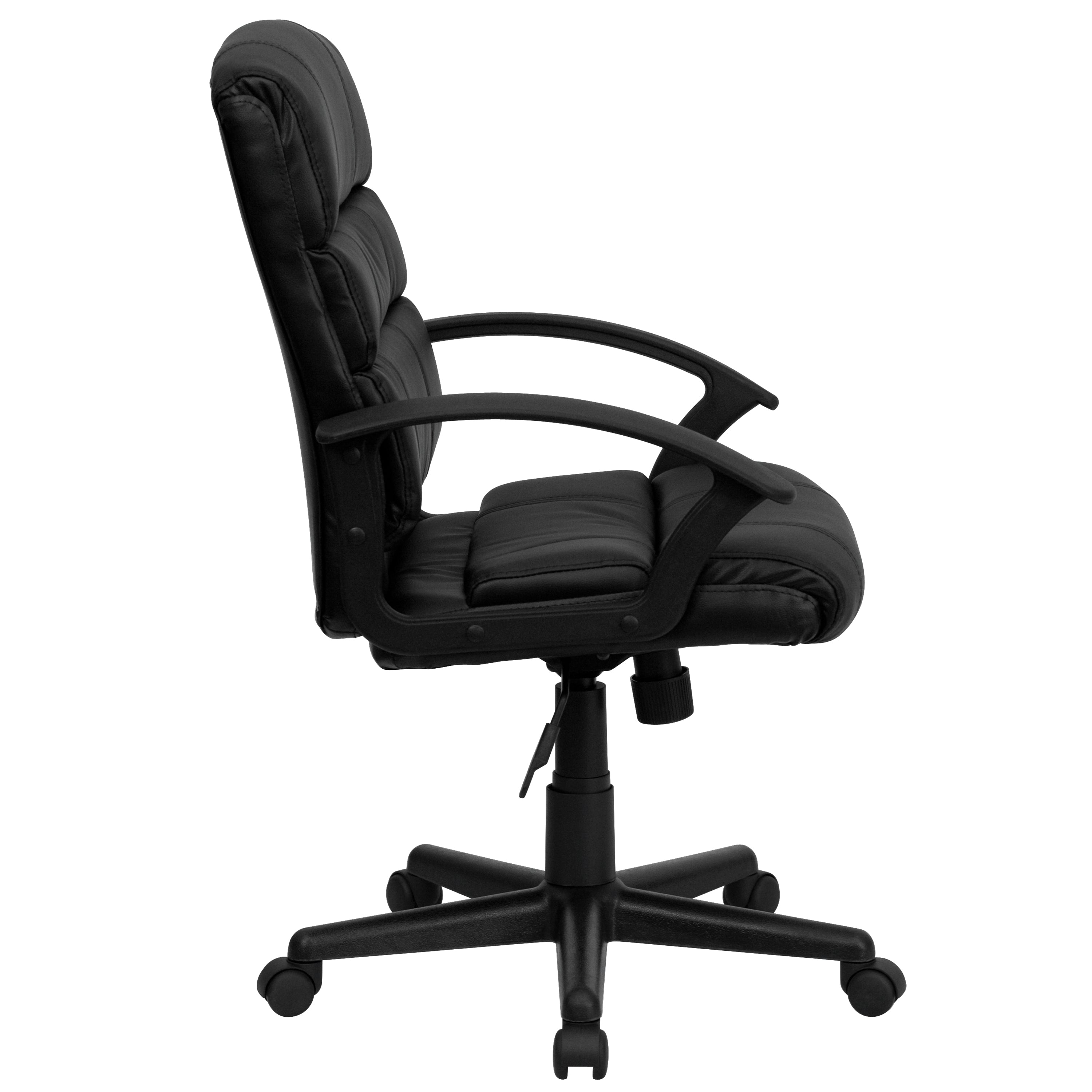 Lane Mid-Back Black LeatherSoft Swivel Task Office Chair with Arms