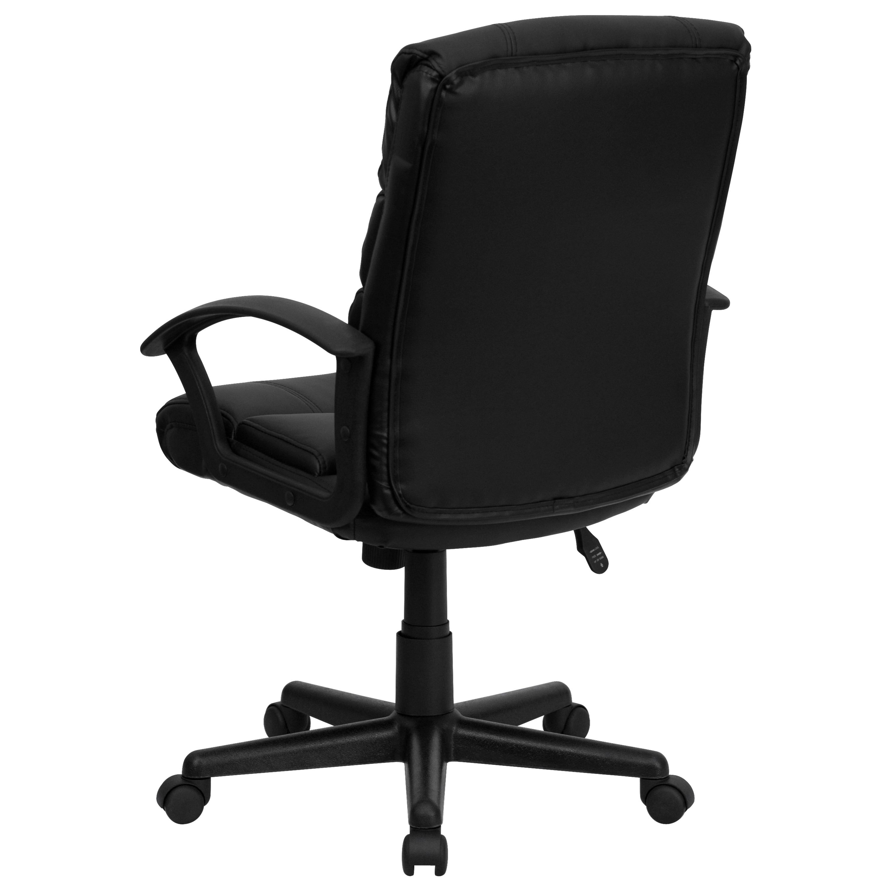 Lane Mid-Back Black LeatherSoft Swivel Task Office Chair with Arms