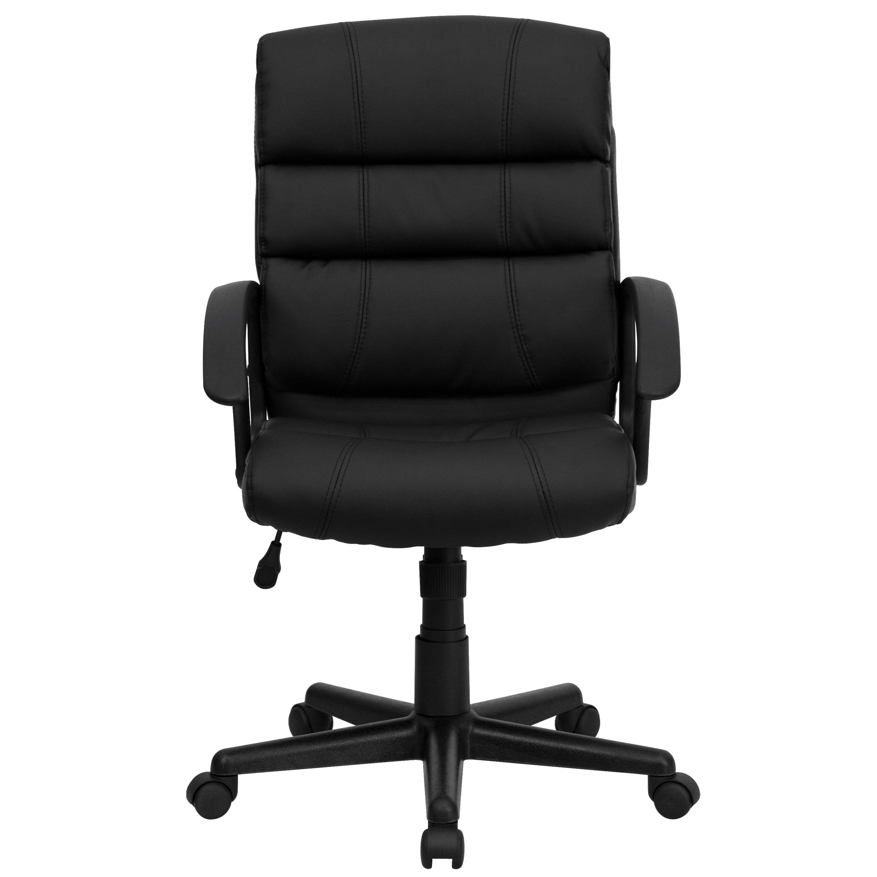 Lane Mid-Back Black LeatherSoft Swivel Task Office Chair with Arms