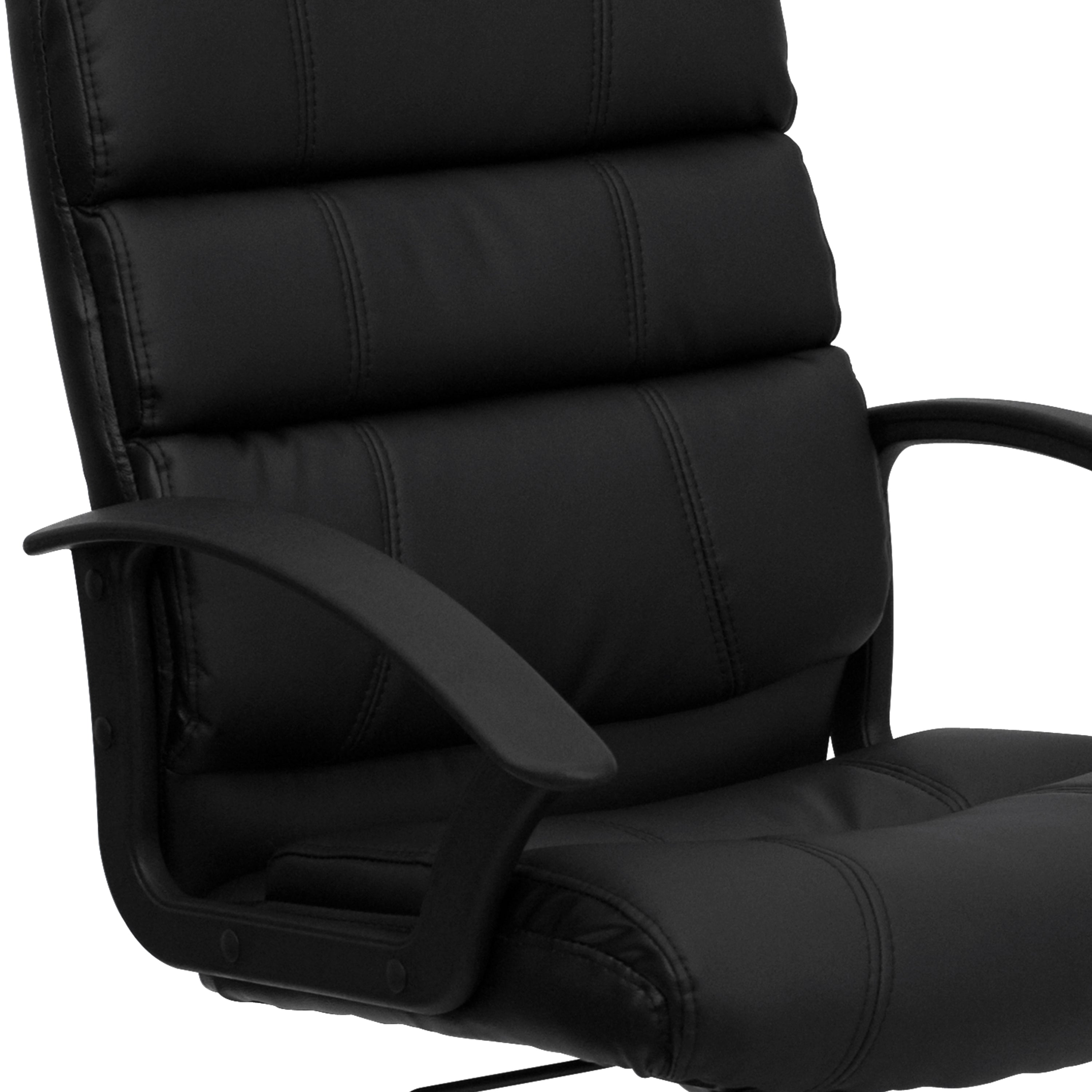 Lane Mid-Back Black LeatherSoft Swivel Task Office Chair with Arms