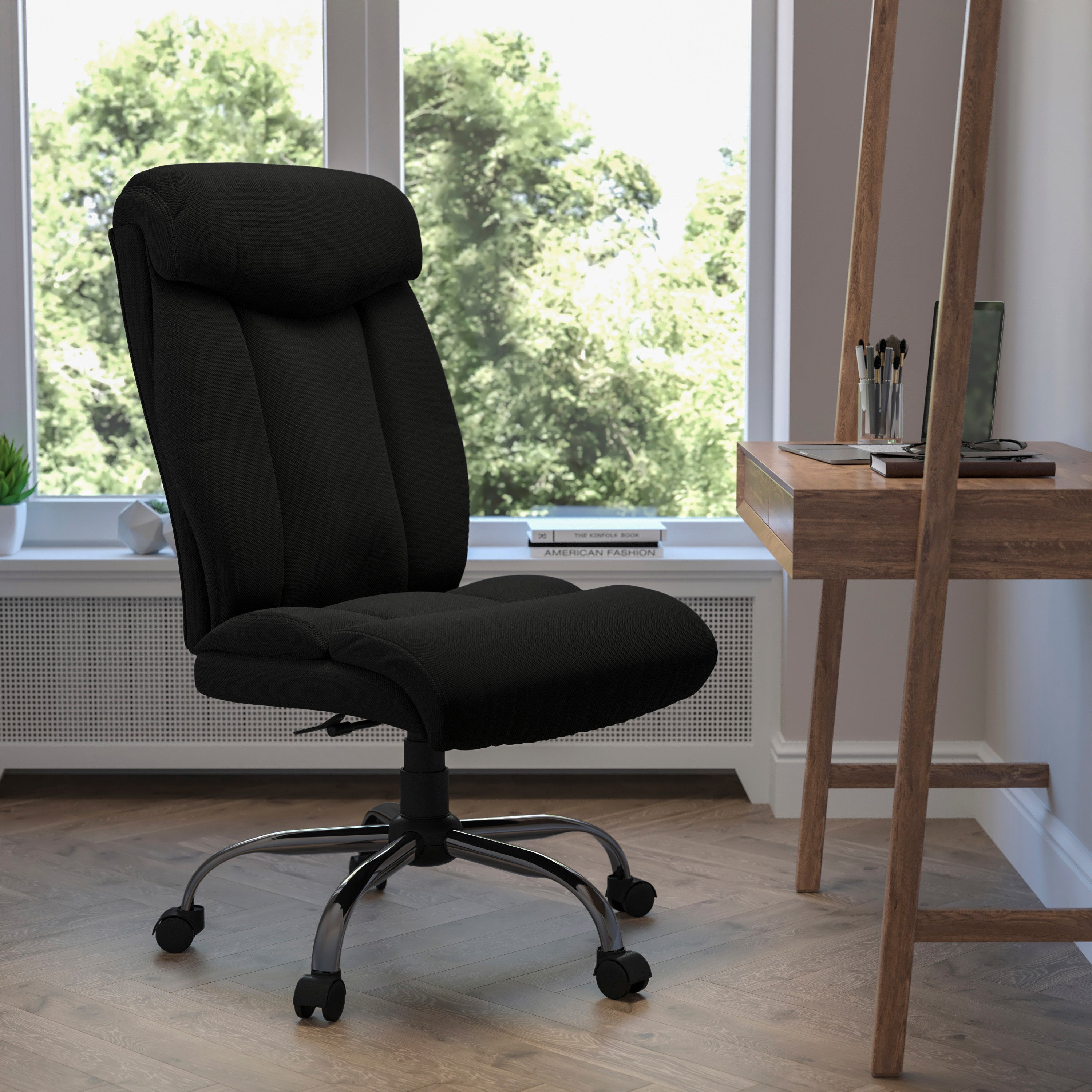 HERCULES Series Big & Tall 400 lb. Rated Black Fabric Executive Ergonomic Office Chair and Chrome Base