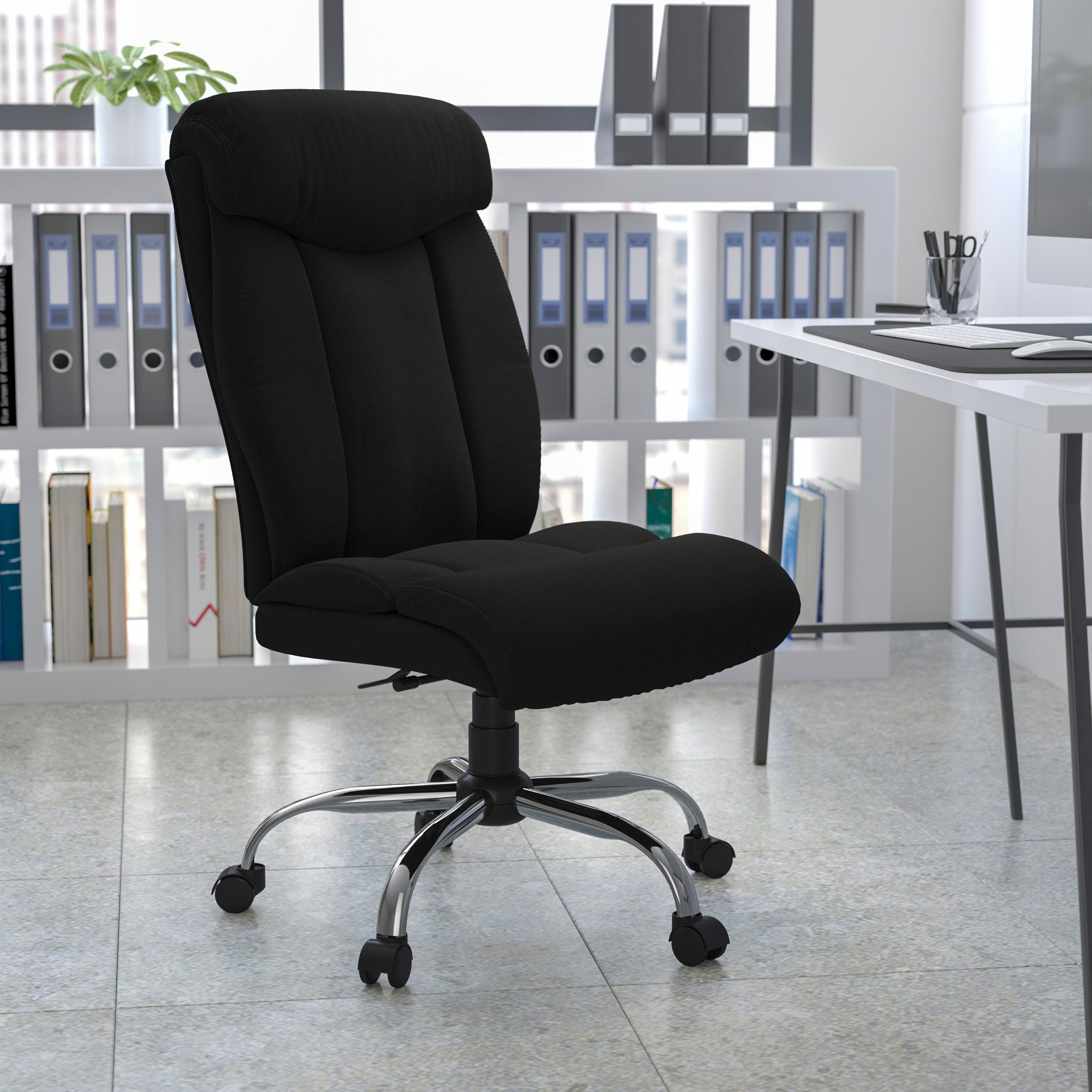 HERCULES Series Big & Tall 400 lb. Rated Black Fabric Executive Ergonomic Office Chair and Chrome Base