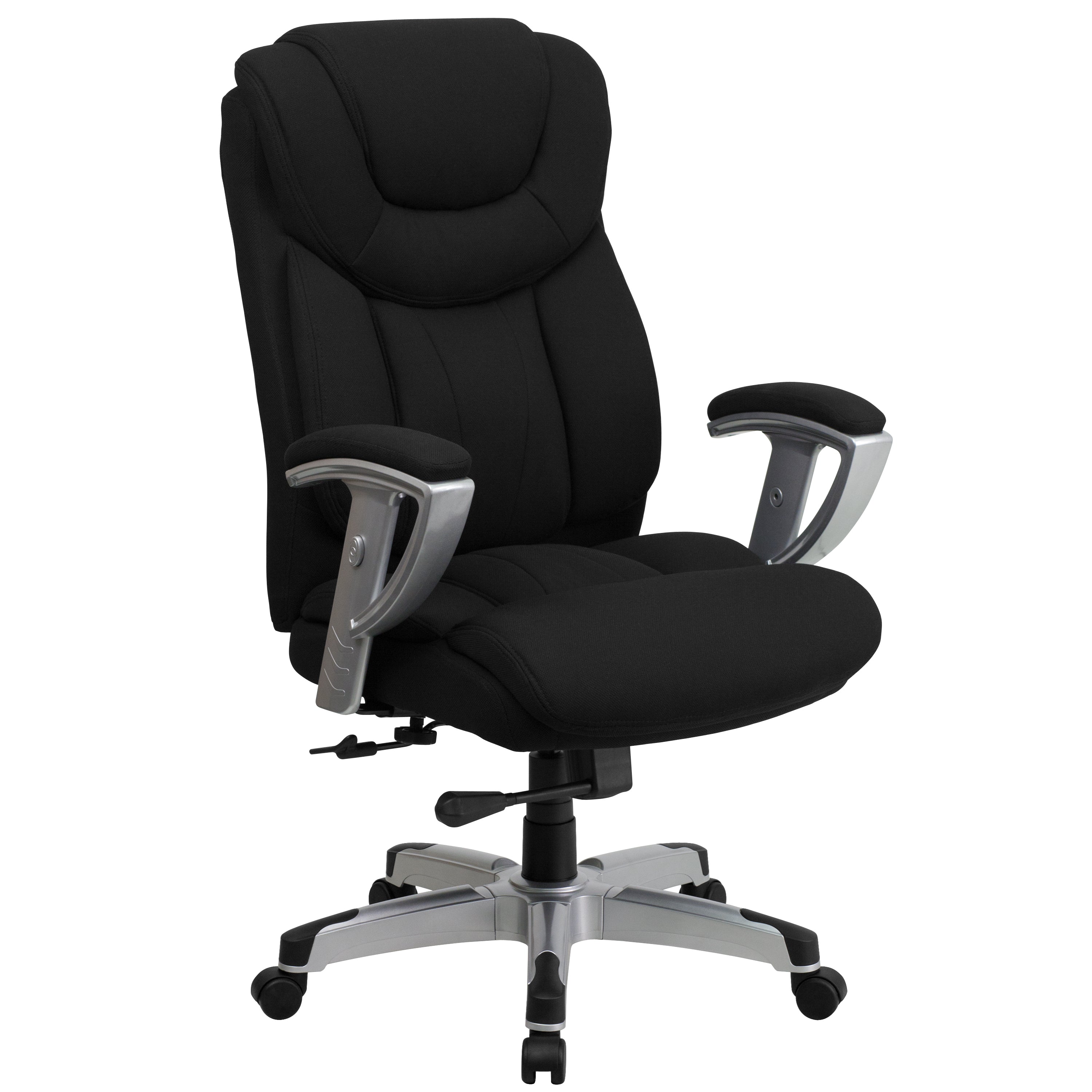 HERCULES Series Big & Tall 400 lb. Rated Black Fabric Executive Ergonomic Office Chair with Silver Adjustable Arms