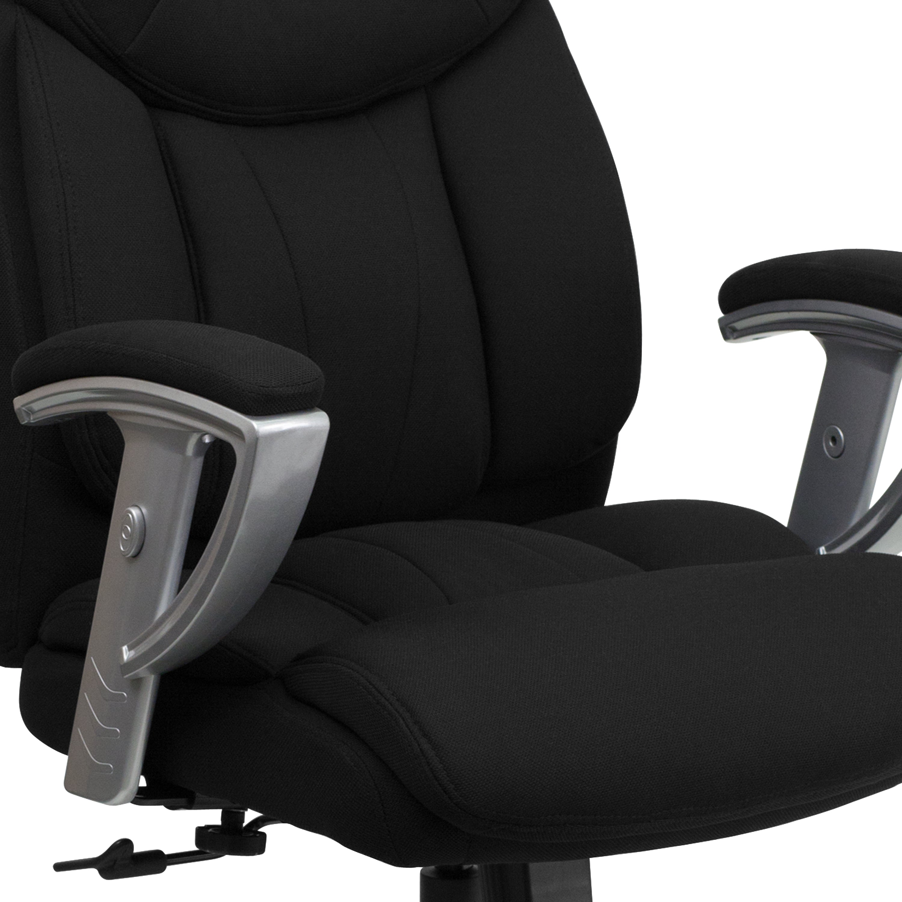 HERCULES Series Big & Tall 400 lb. Rated Black Fabric Executive Ergonomic Office Chair with Silver Adjustable Arms
