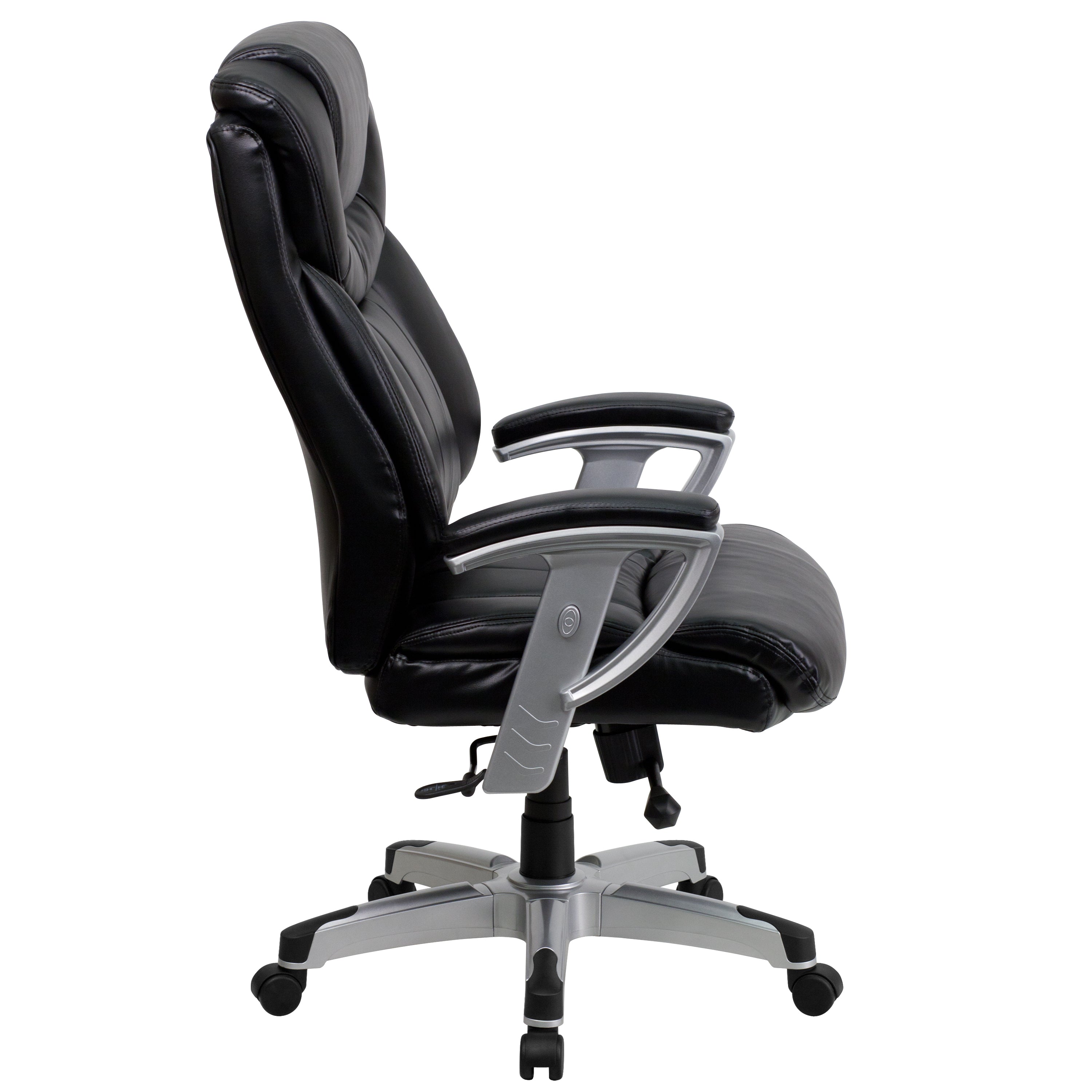 HERCULES Series Big & Tall 400 lb. Rated Black LeatherSoft Executive Ergonomic Office Chair with Silver Adjustable Arms