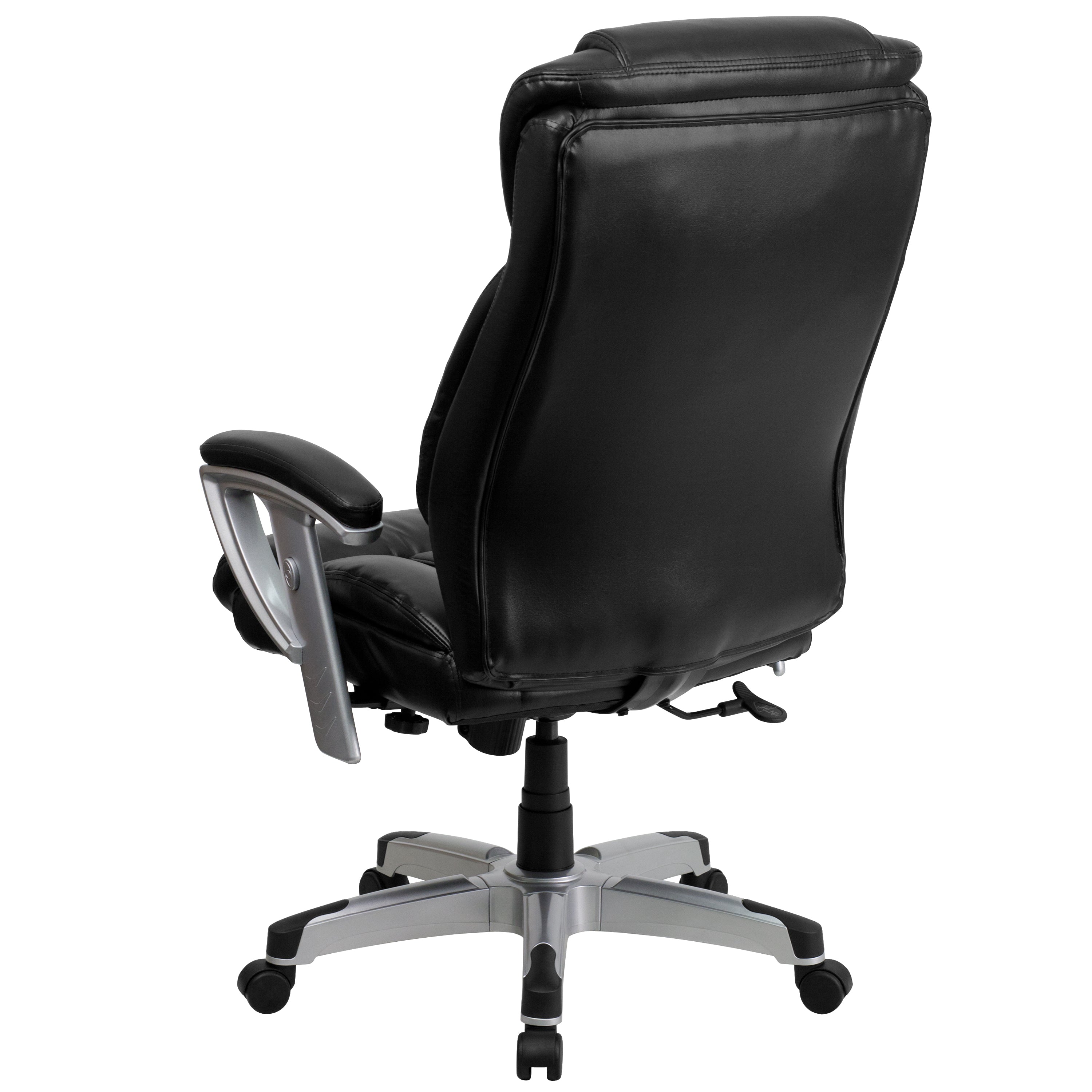 HERCULES Series Big & Tall 400 lb. Rated Black LeatherSoft Executive Ergonomic Office Chair with Silver Adjustable Arms