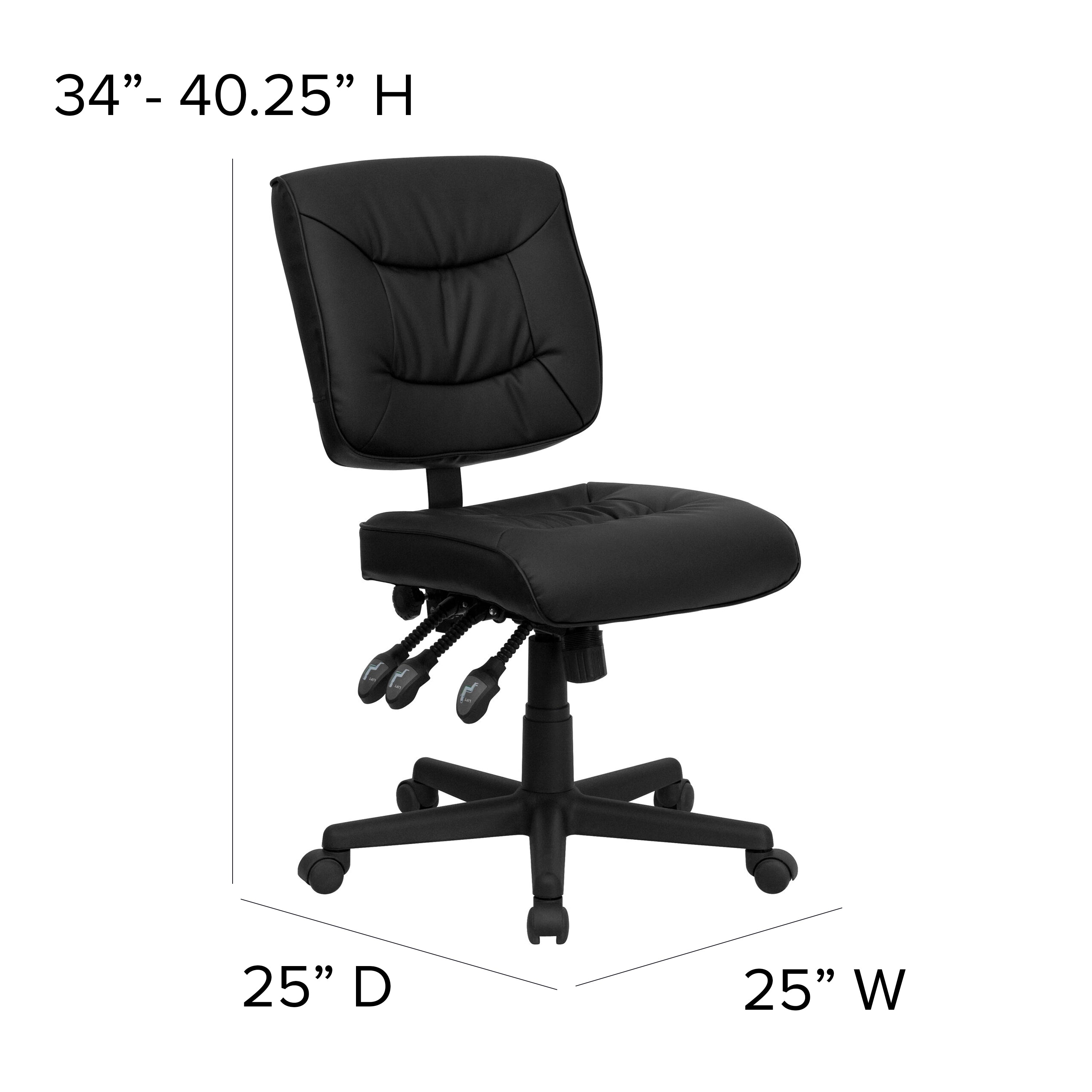 Cole Mid-Back Black LeatherSoft Multifunction Swivel Ergonomic Task Office Chair
