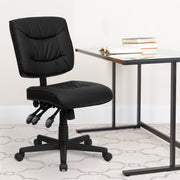 Cole Mid-Back Black LeatherSoft Multifunction Swivel Ergonomic Task Office Chair