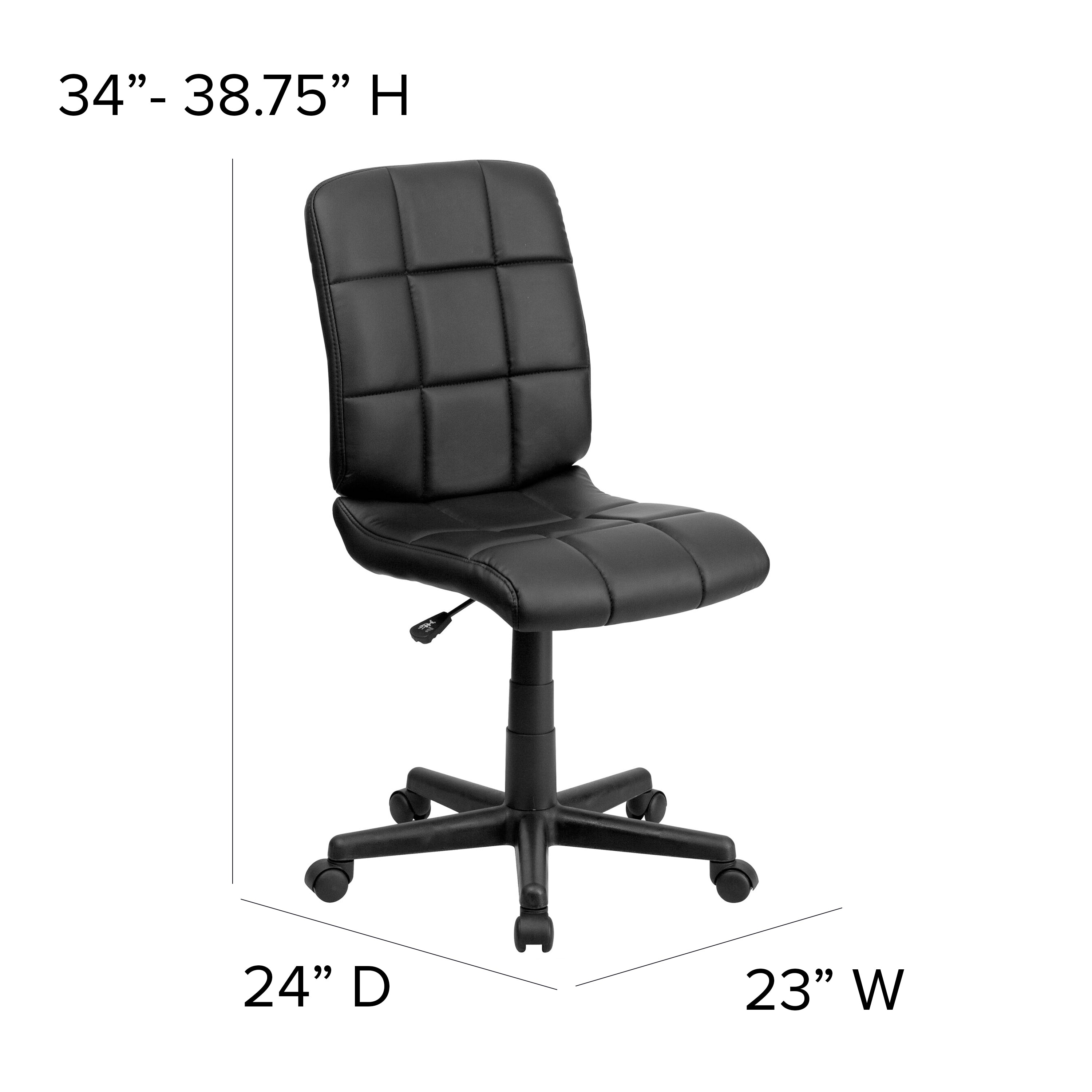 Clayton Mid-Back Black Quilted Vinyl Swivel Task Office Chair