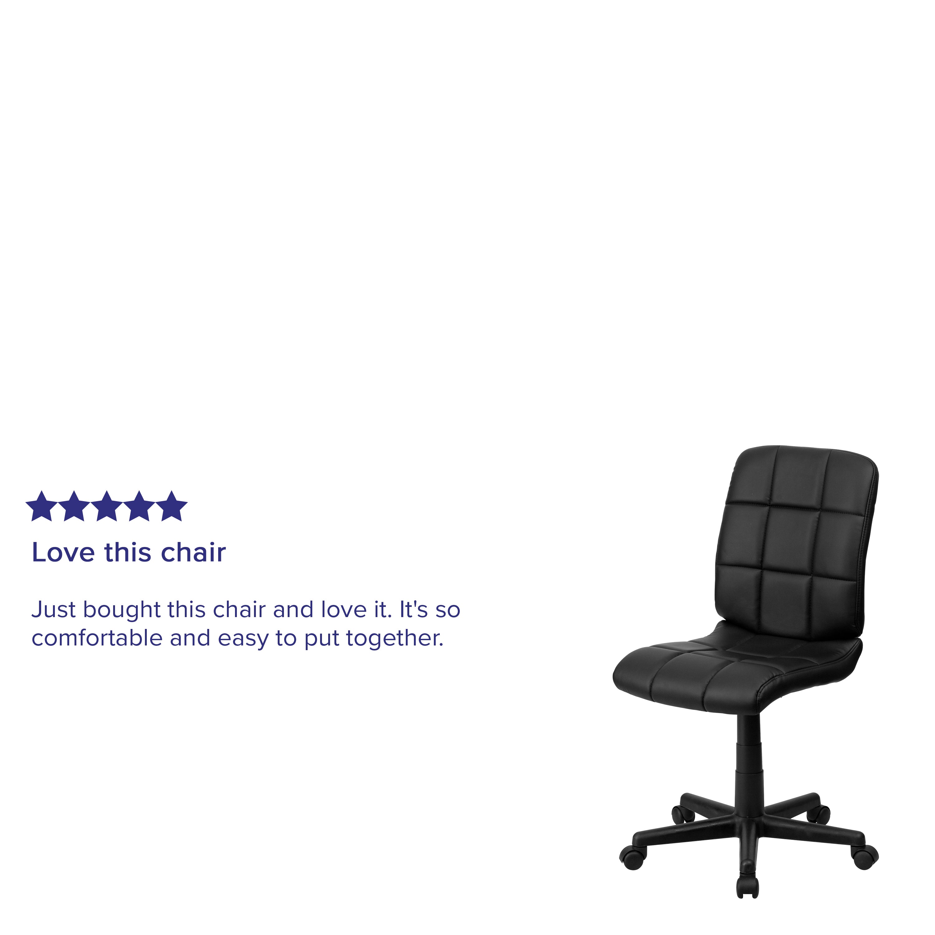 Clayton Mid-Back Black Quilted Vinyl Swivel Task Office Chair