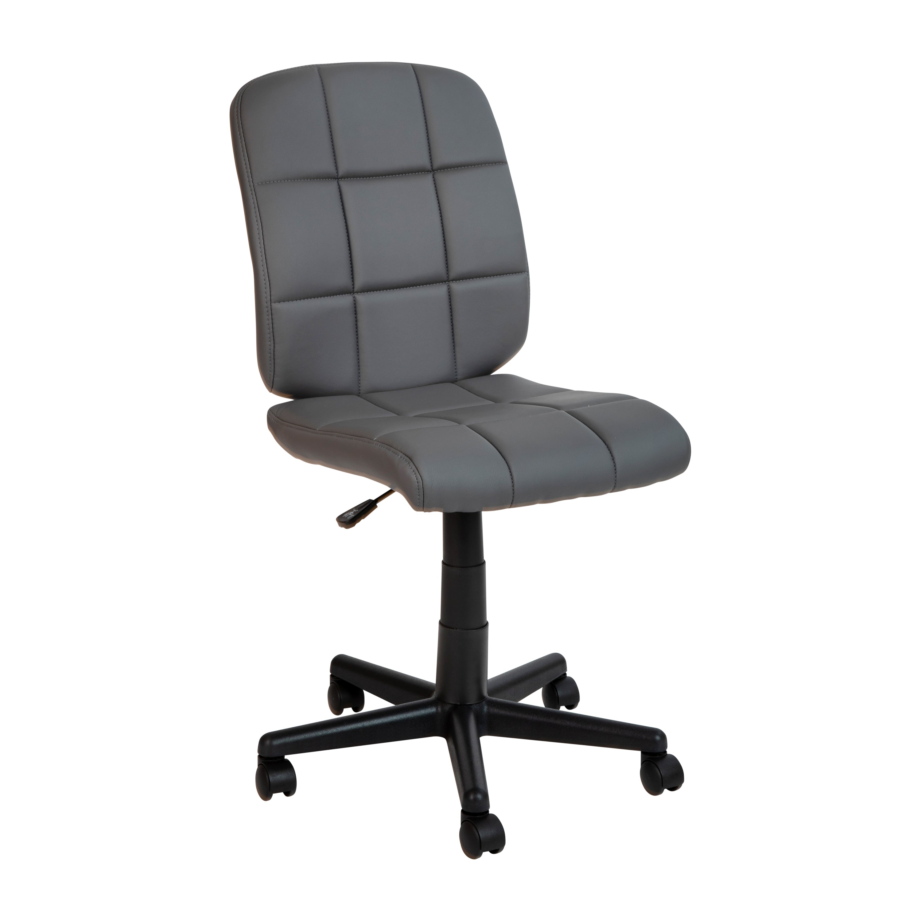 Clayton Mid-Back Gray Quilted Vinyl Swivel Task Office Chair