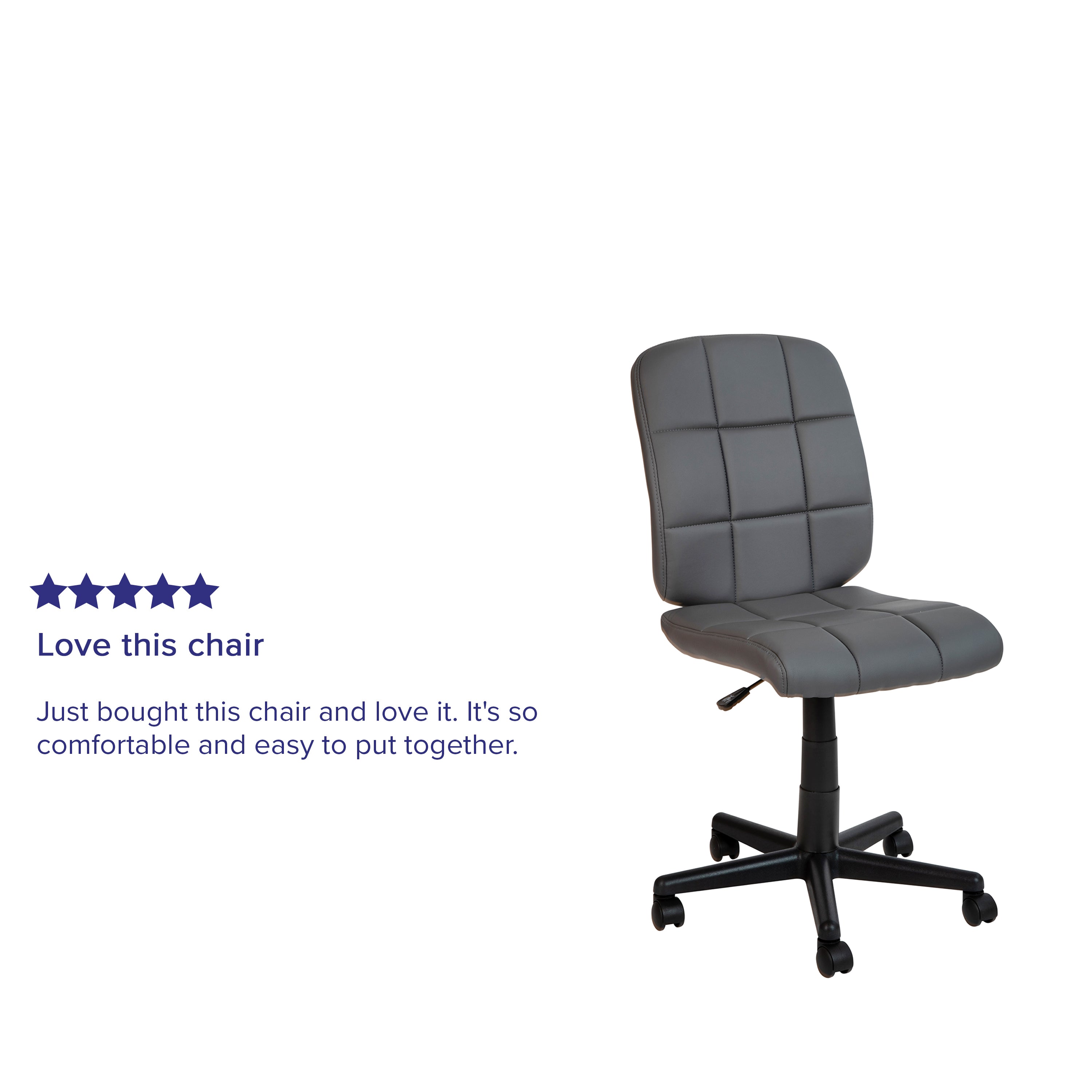Clayton Mid-Back Gray Quilted Vinyl Swivel Task Office Chair