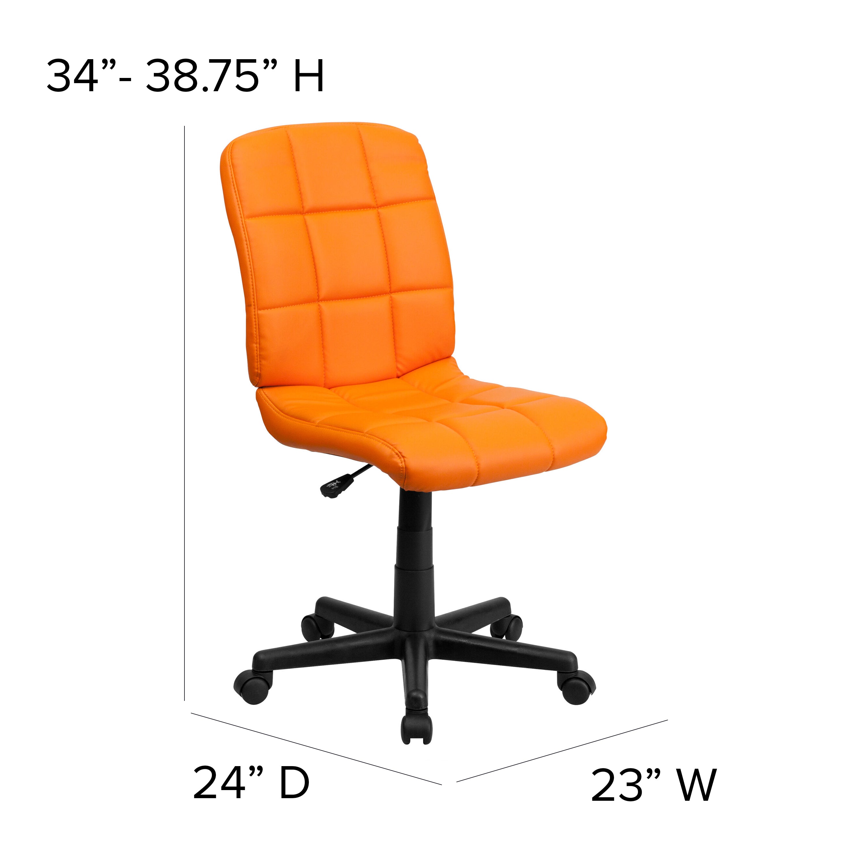 Clayton Mid-Back Orange Quilted Vinyl Swivel Task Office Chair