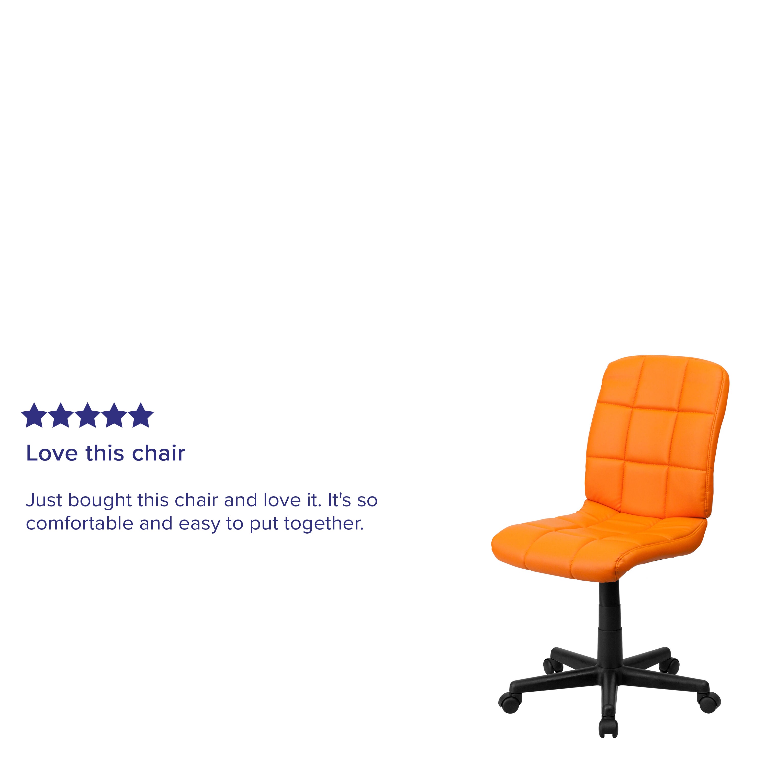 Clayton Mid-Back Orange Quilted Vinyl Swivel Task Office Chair