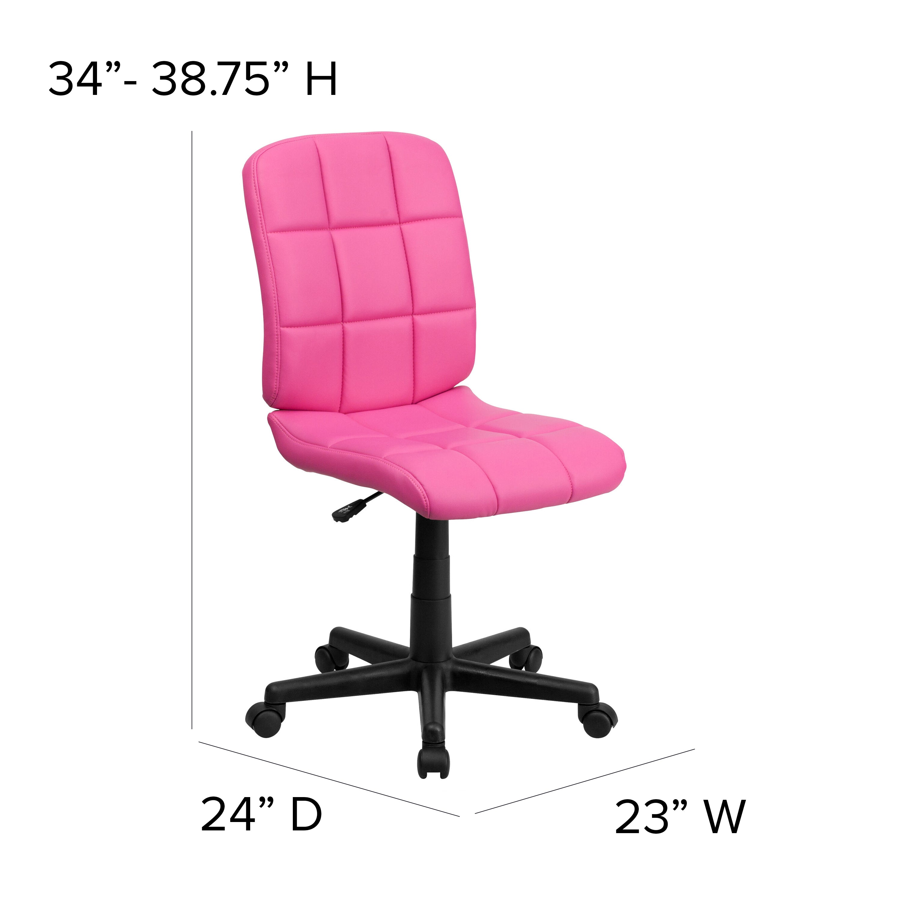 Clayton Mid-Back Pink Quilted Vinyl Swivel Task Office Chair