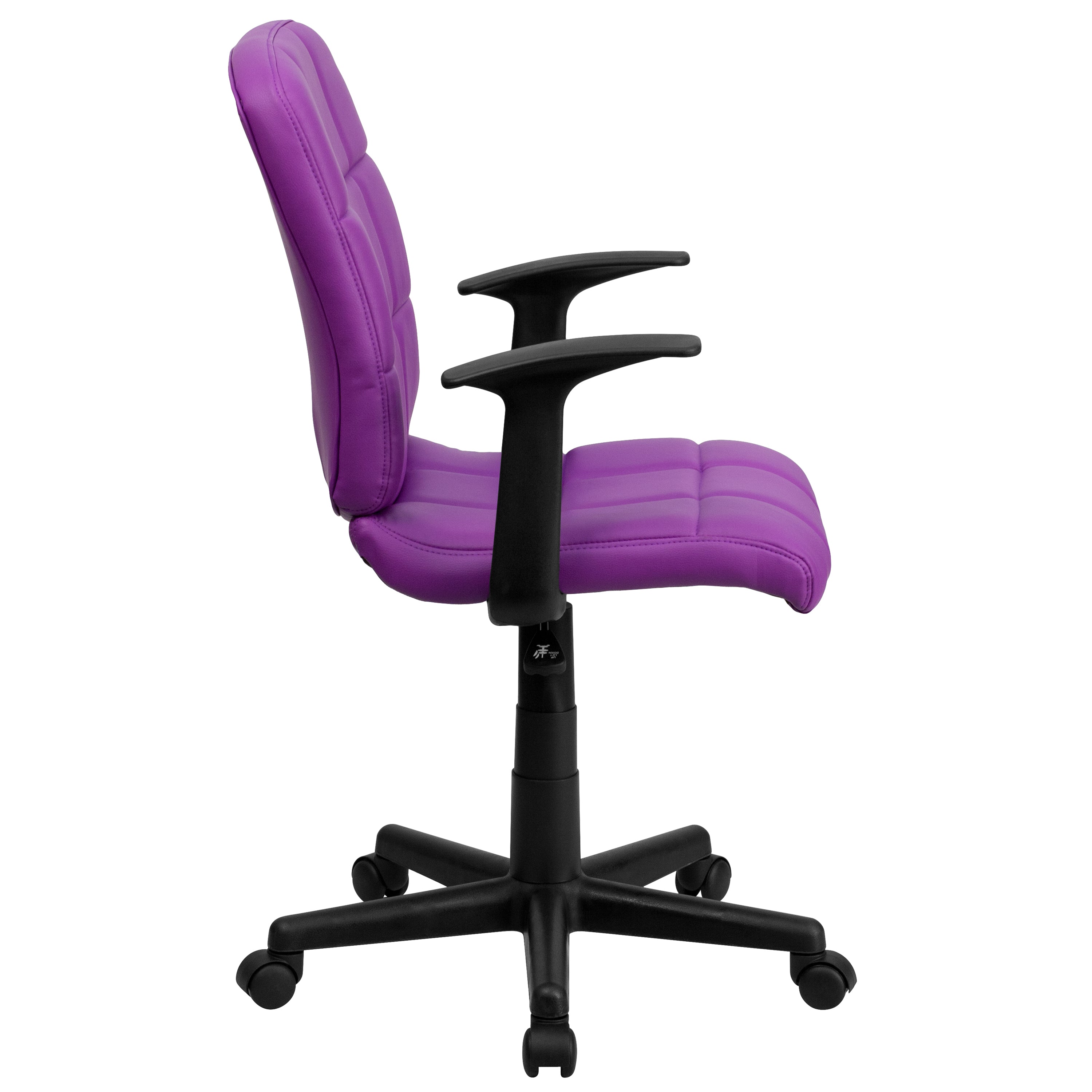 Clayton Mid-Back Purple Quilted Vinyl Swivel Task Office Chair with Arms