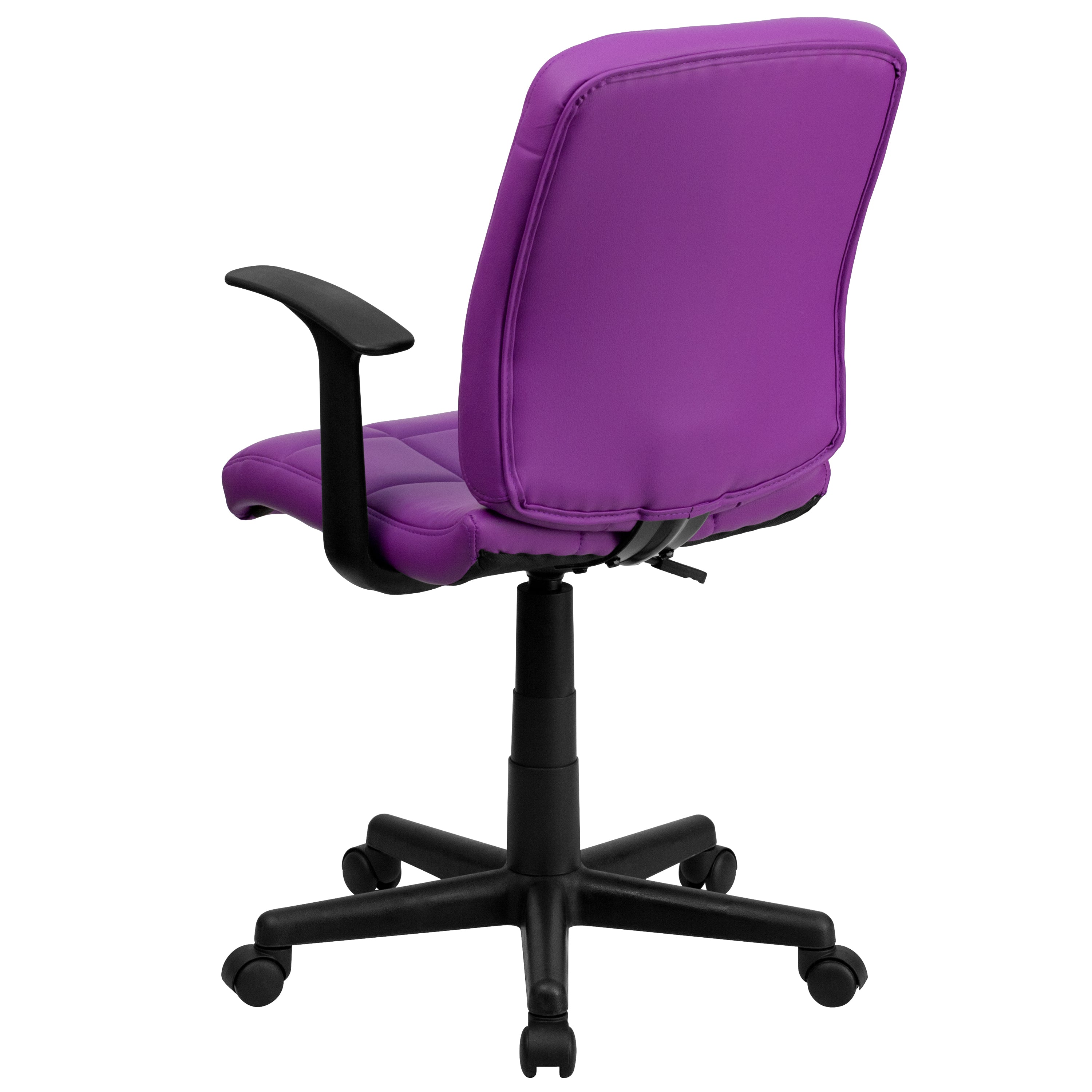 Clayton Mid-Back Purple Quilted Vinyl Swivel Task Office Chair with Arms