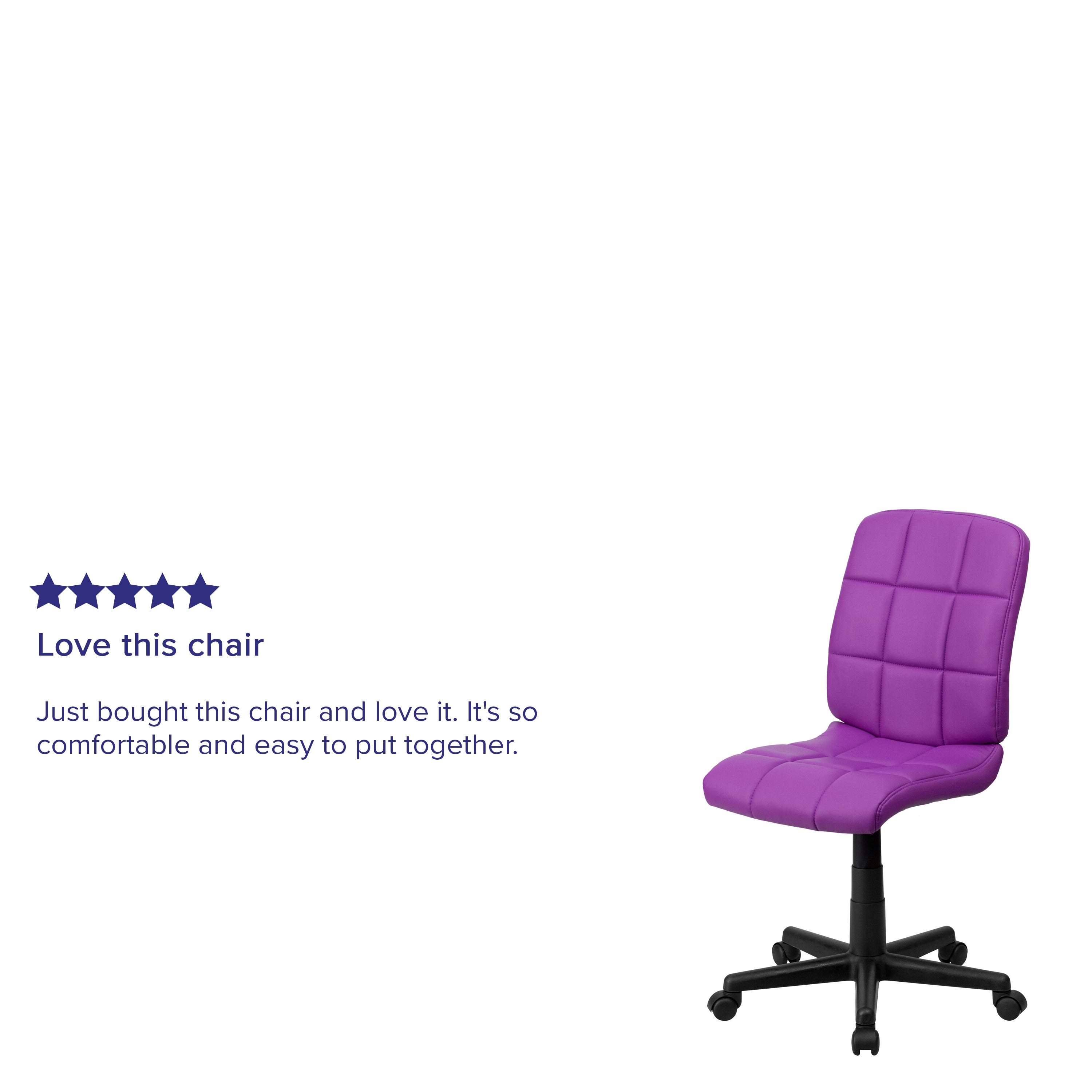 Clayton Mid-Back Purple Quilted Vinyl Swivel Task Office Chair