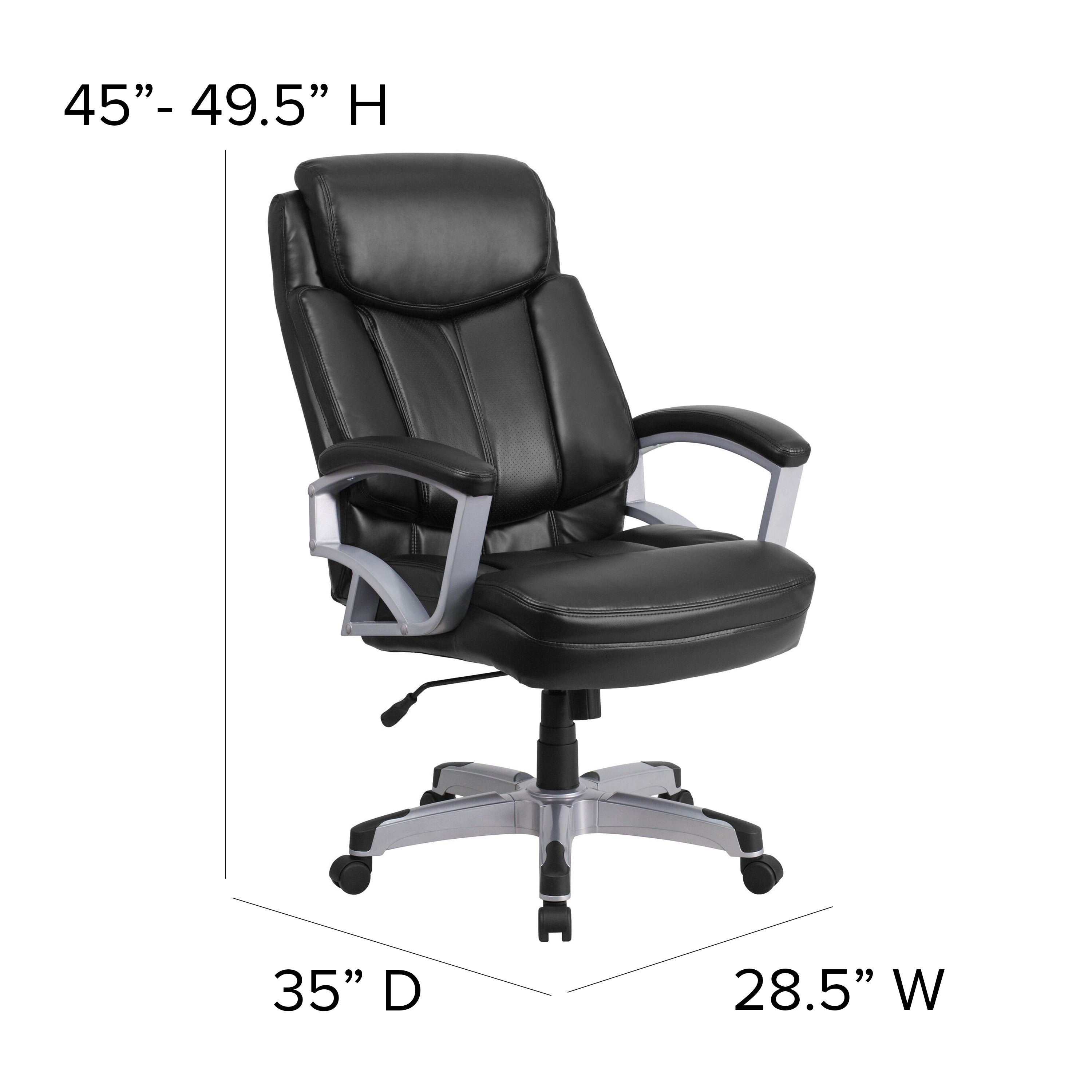 HERCULES Series Big & Tall 500 lb. Rated Black LeatherSoft Executive Swivel Ergonomic Office Chair with Arms