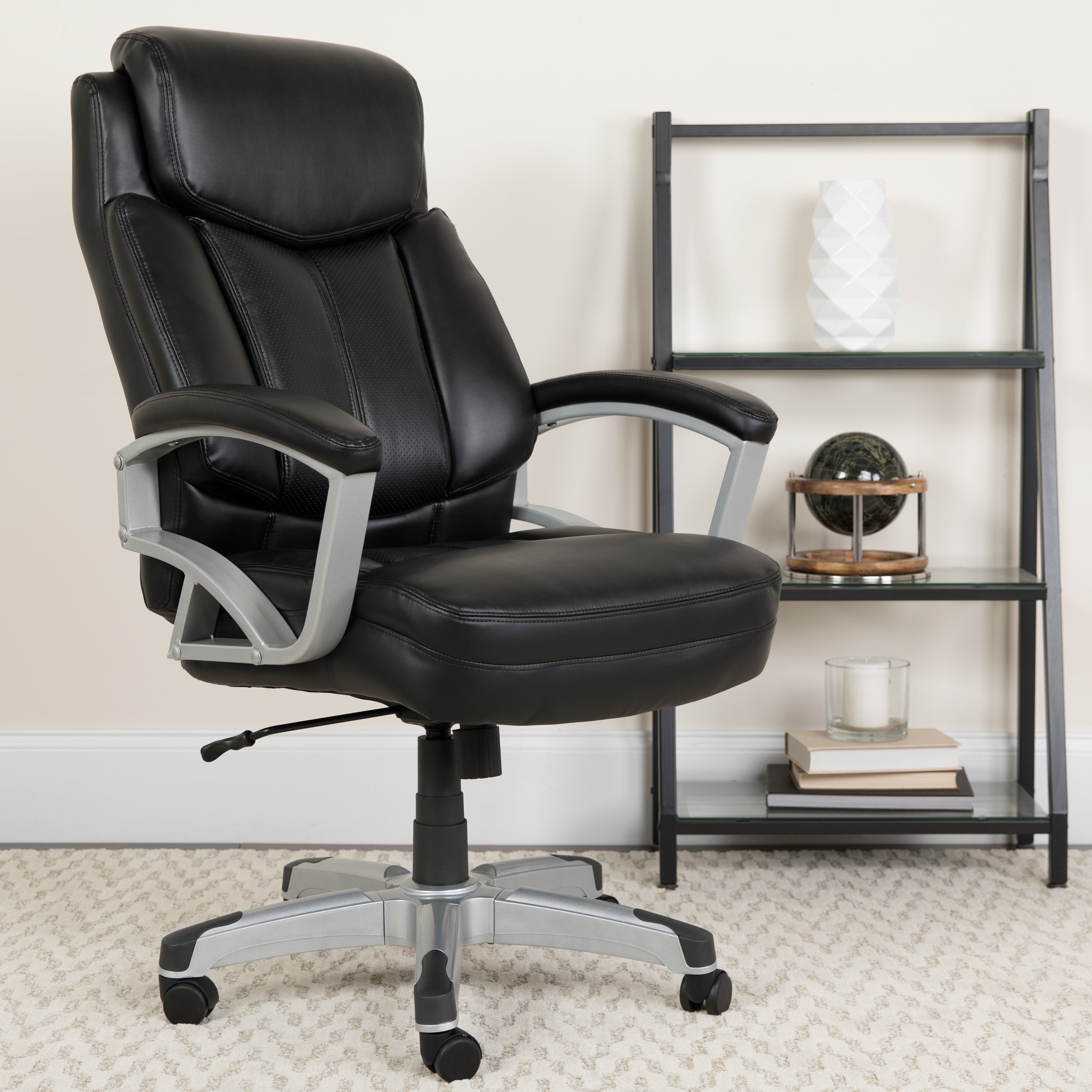 HERCULES Series Big & Tall 500 lb. Rated Black LeatherSoft Executive Swivel Ergonomic Office Chair with Arms