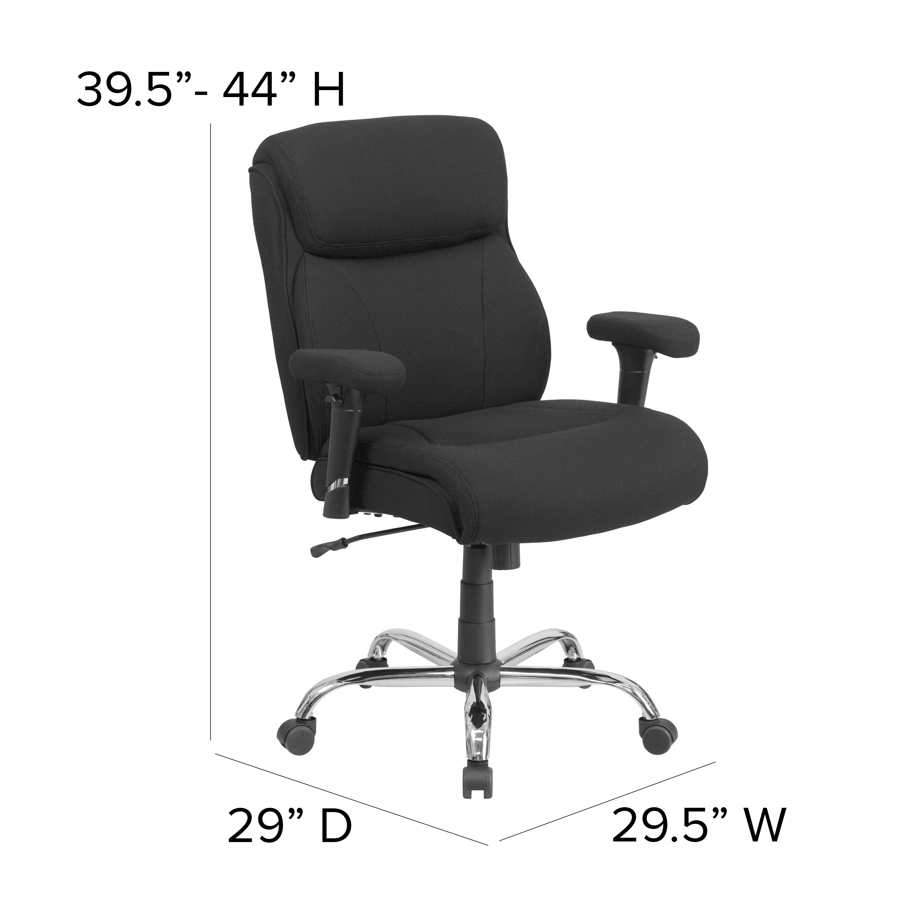 HERCULES Series Big & Tall 400 lb. Rated Black Fabric Ergonomic Task Office Chair with Line Stitching and Adjustable Arms