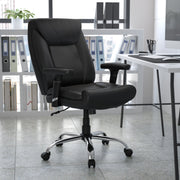 HERCULES Series Big & Tall 400 lb. Rated Black LeatherSoft Deep Tufted Ergonomic Task Office Chair with Adjustable Arms