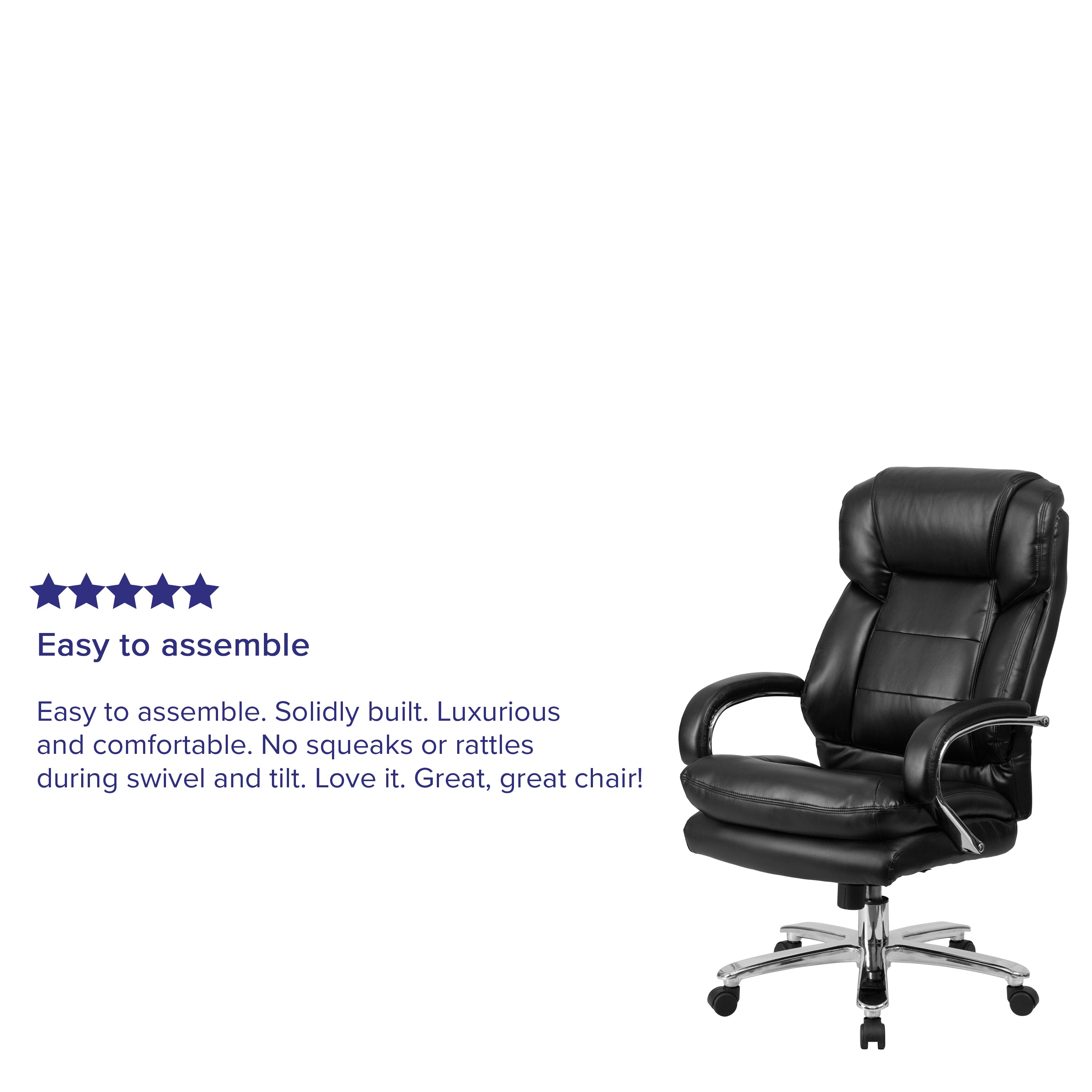 Big & Tall Office Chair | Black LeatherSoft Swivel Executive Desk Chair with Wheels