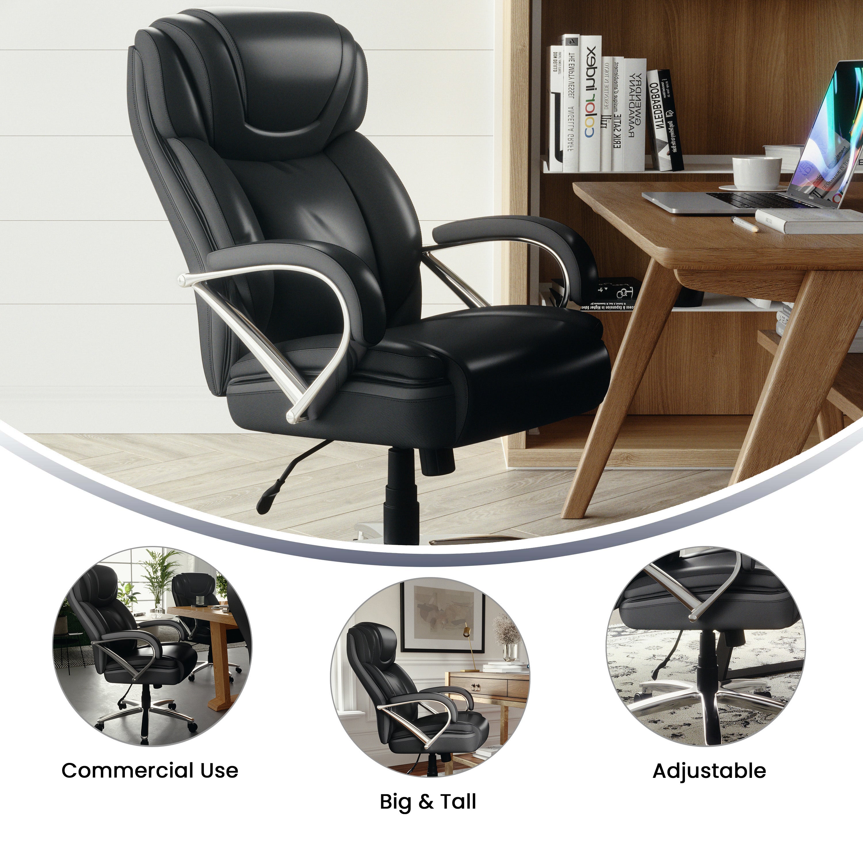 HERCULES Series Big & Tall 500 lb. Rated Black LeatherSoft Executive Swivel Ergonomic Office Chair with Extra Wide Seat