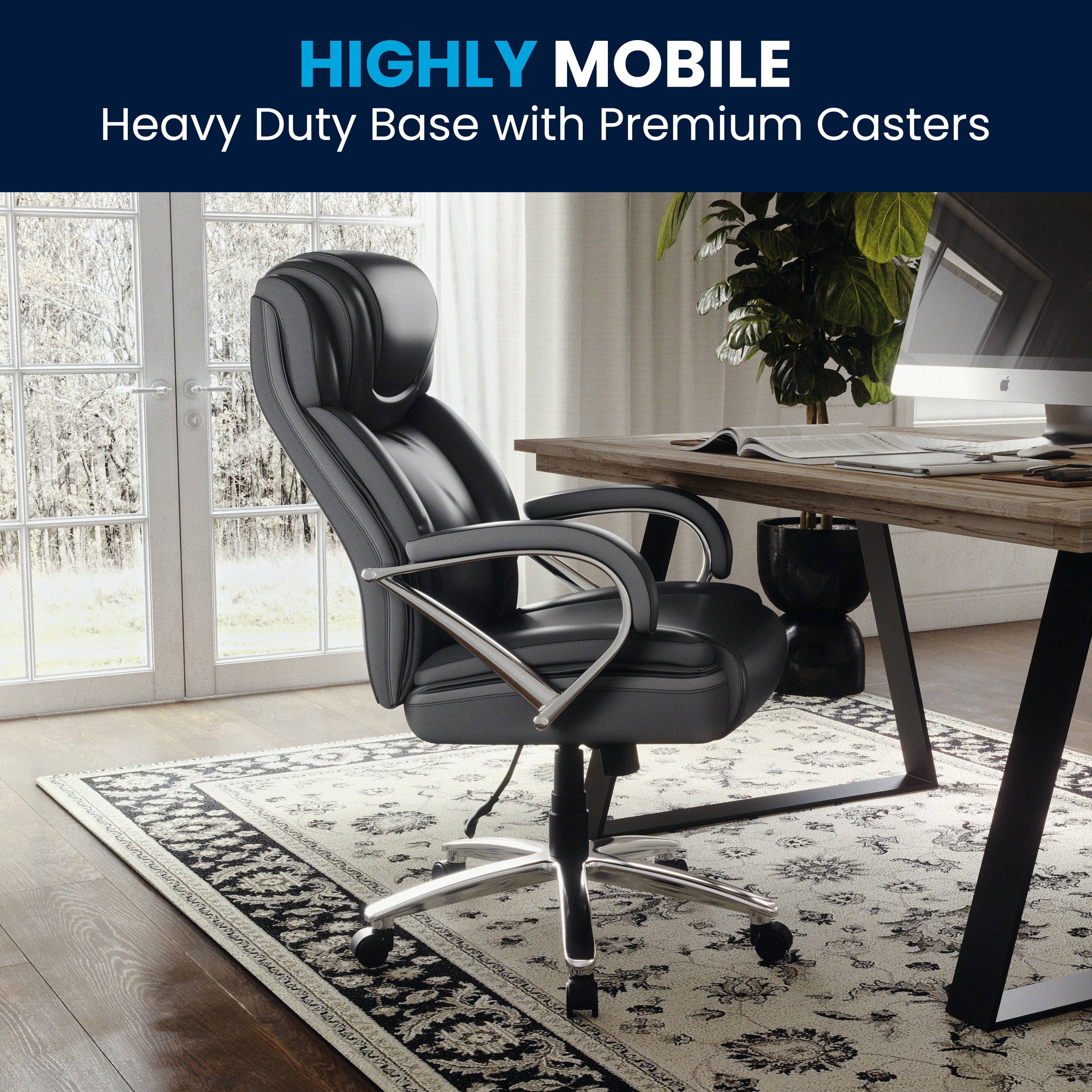 HERCULES Series Big & Tall 500 lb. Rated Black LeatherSoft Executive Swivel Ergonomic Office Chair with Extra Wide Seat
