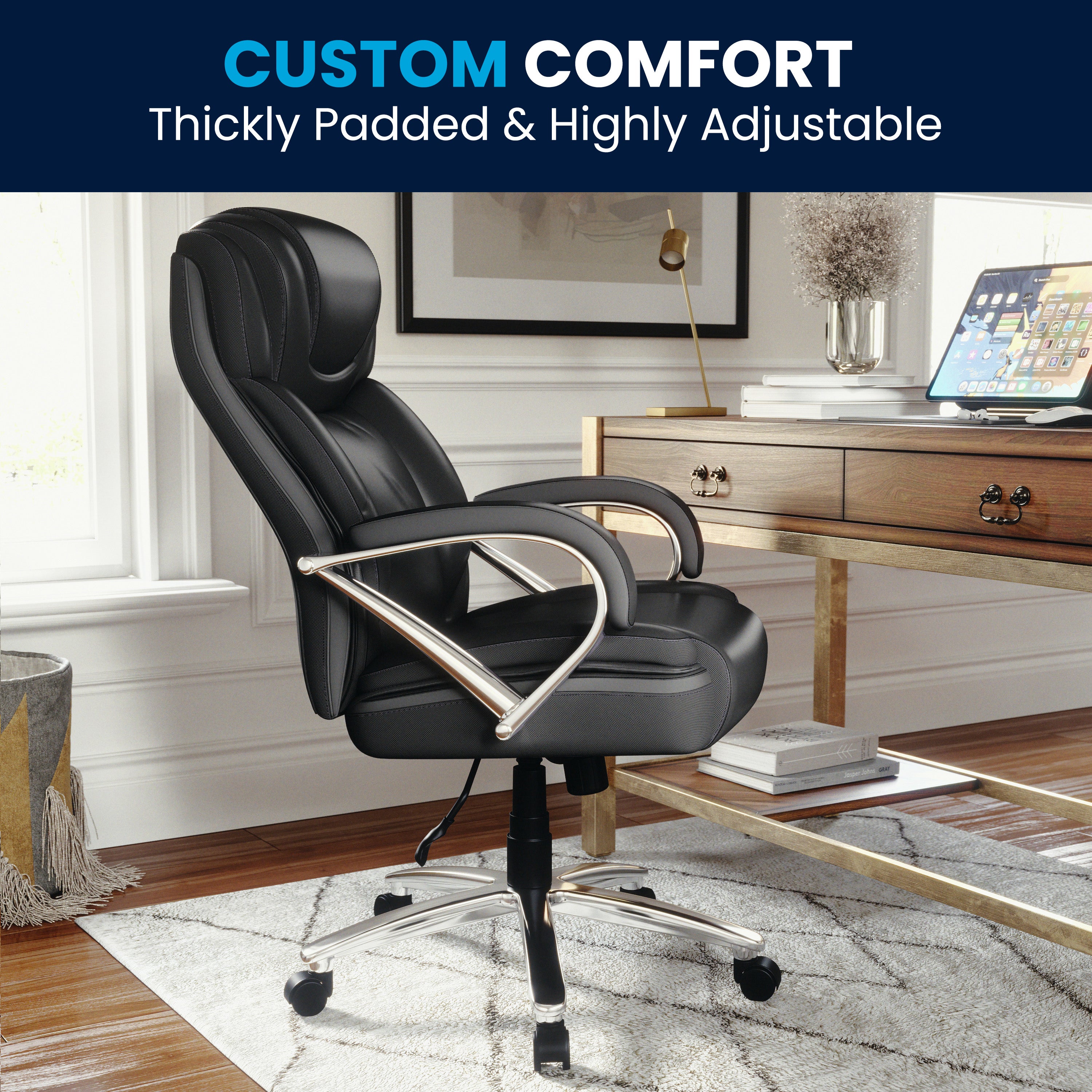 HERCULES Series Big & Tall 500 lb. Rated Black LeatherSoft Executive Swivel Ergonomic Office Chair with Extra Wide Seat