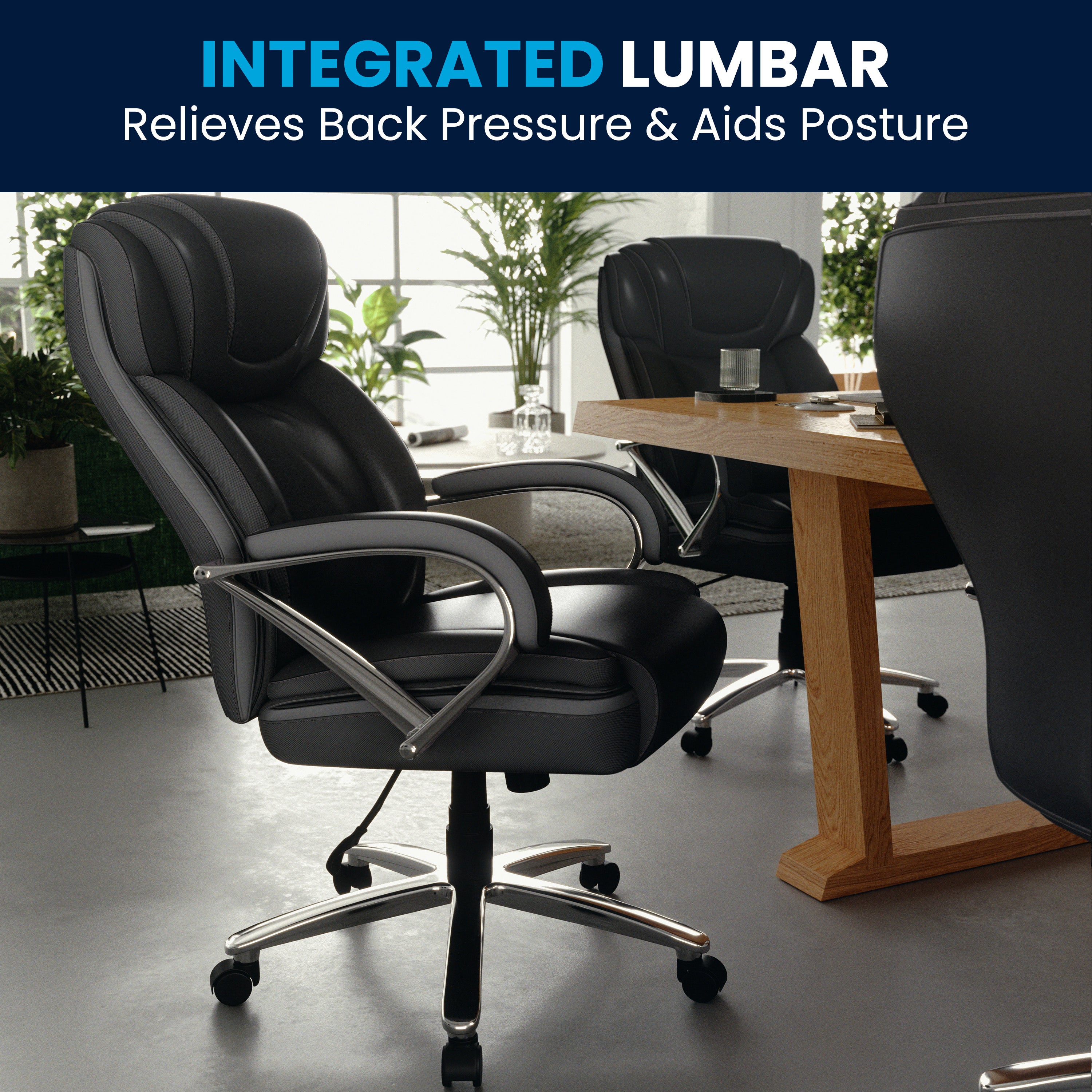 HERCULES Series Big & Tall 500 lb. Rated Black LeatherSoft Executive Swivel Ergonomic Office Chair with Extra Wide Seat