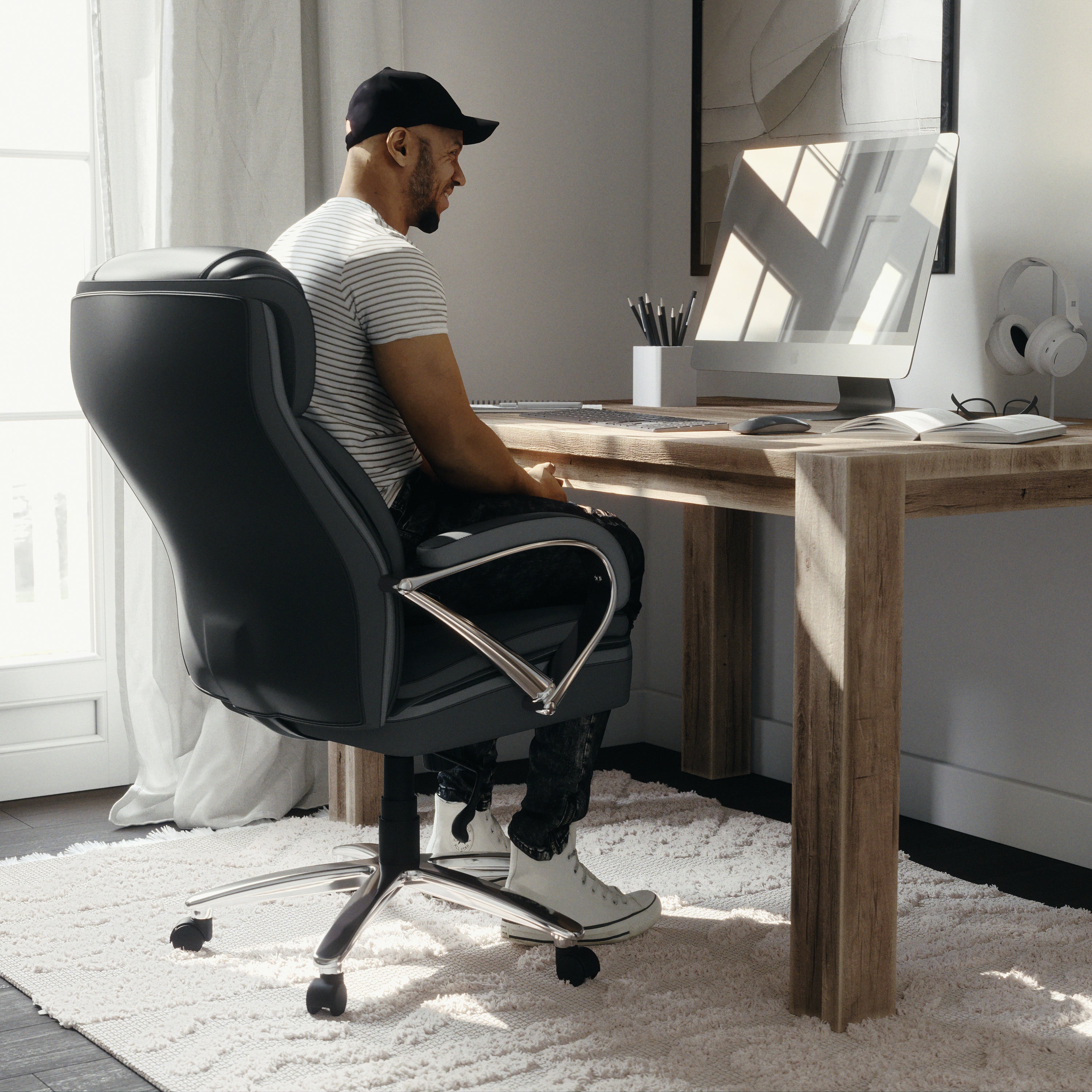 HERCULES Series Big & Tall 500 lb. Rated Black LeatherSoft Executive Swivel Ergonomic Office Chair with Extra Wide Seat