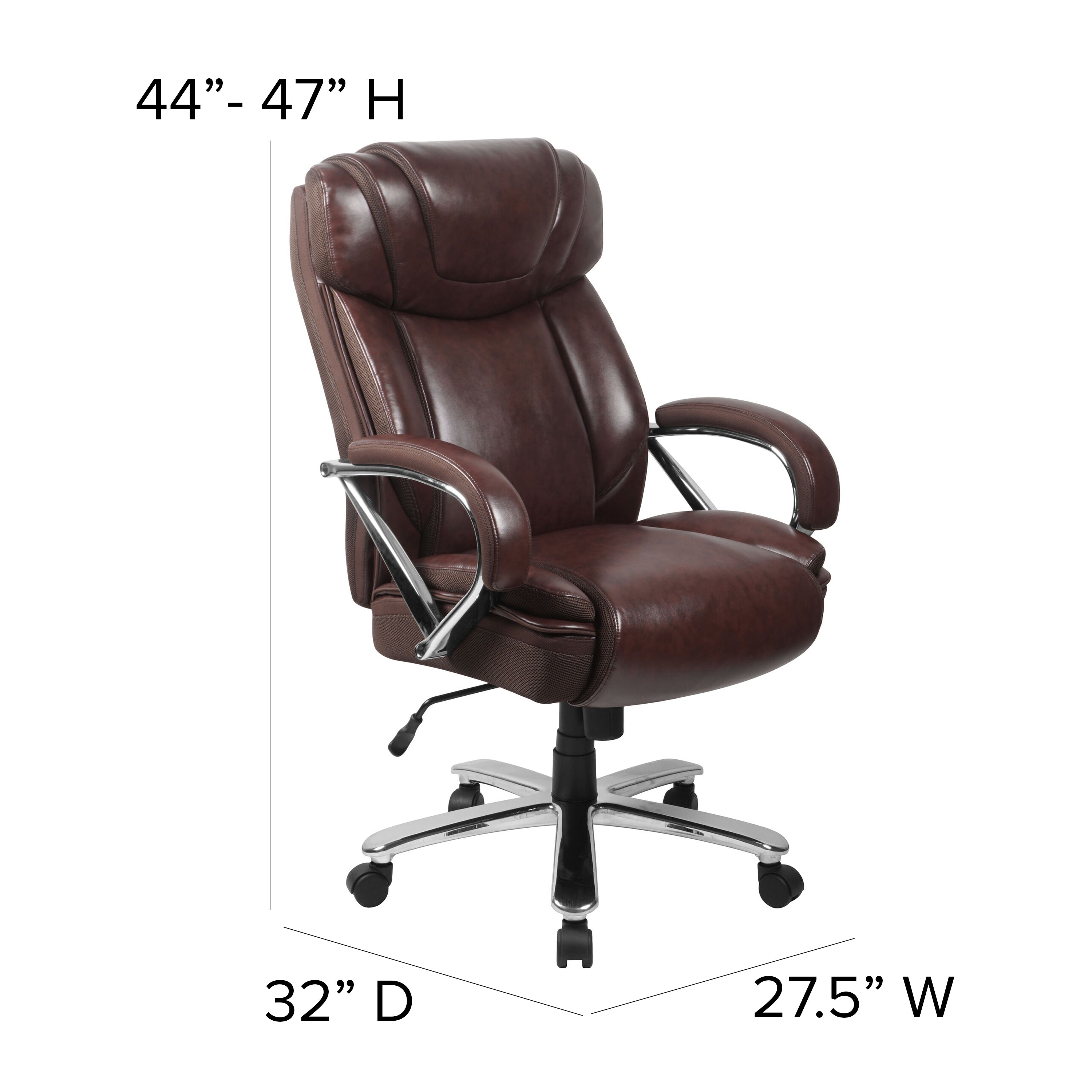 HERCULES Series Big & Tall 500 lb. Rated Brown LeatherSoft Executive Swivel Ergonomic Office Chair with Extra Wide Seat