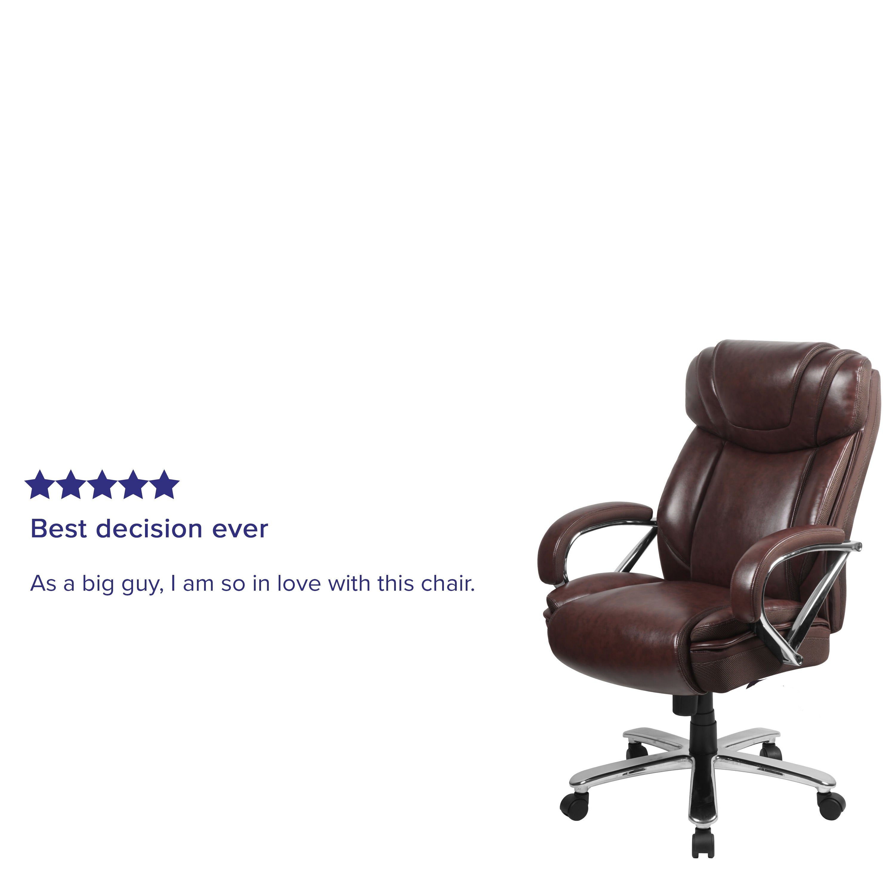 HERCULES Series Big & Tall 500 lb. Rated Brown LeatherSoft Executive Swivel Ergonomic Office Chair with Extra Wide Seat