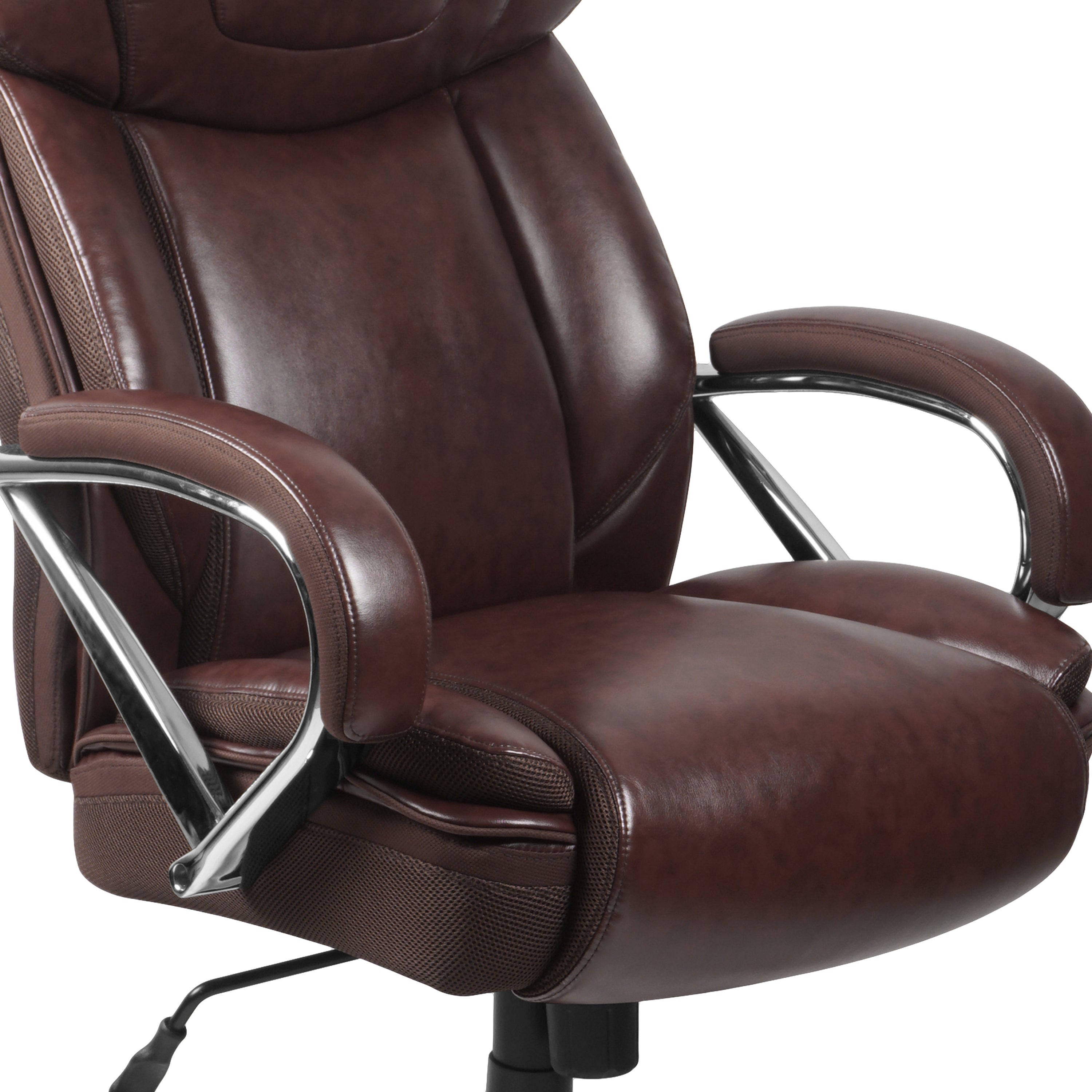 HERCULES Series Big & Tall 500 lb. Rated Brown LeatherSoft Executive Swivel Ergonomic Office Chair with Extra Wide Seat
