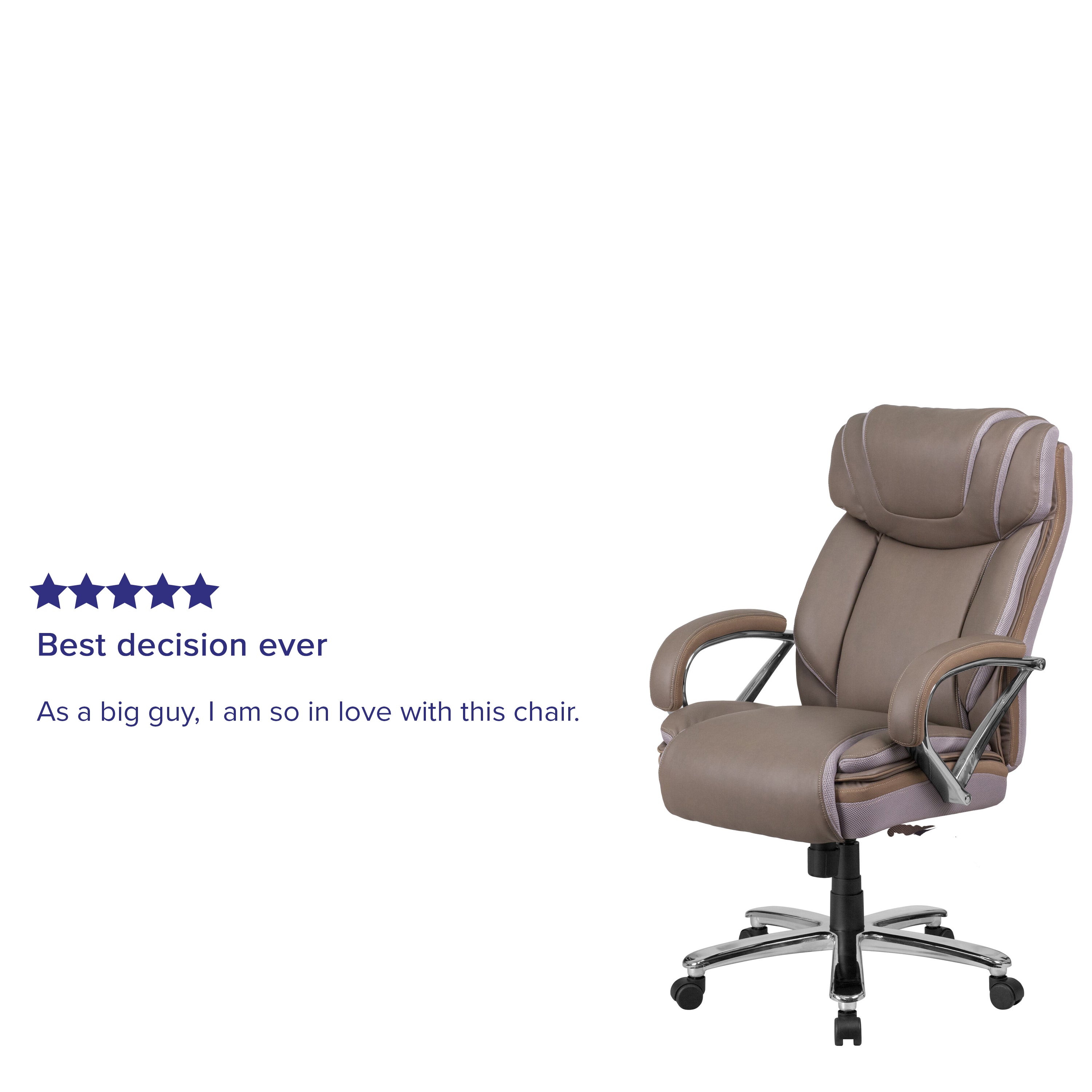 HERCULES Series Big & Tall 500 lb. Rated Taupe LeatherSoft Executive Swivel Ergonomic Office Chair with Extra Wide Seat