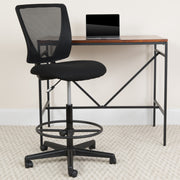 Harper Ergonomic Mid-Back Mesh Drafting Chair with Black Fabric Seat and Adjustable Foot Ring