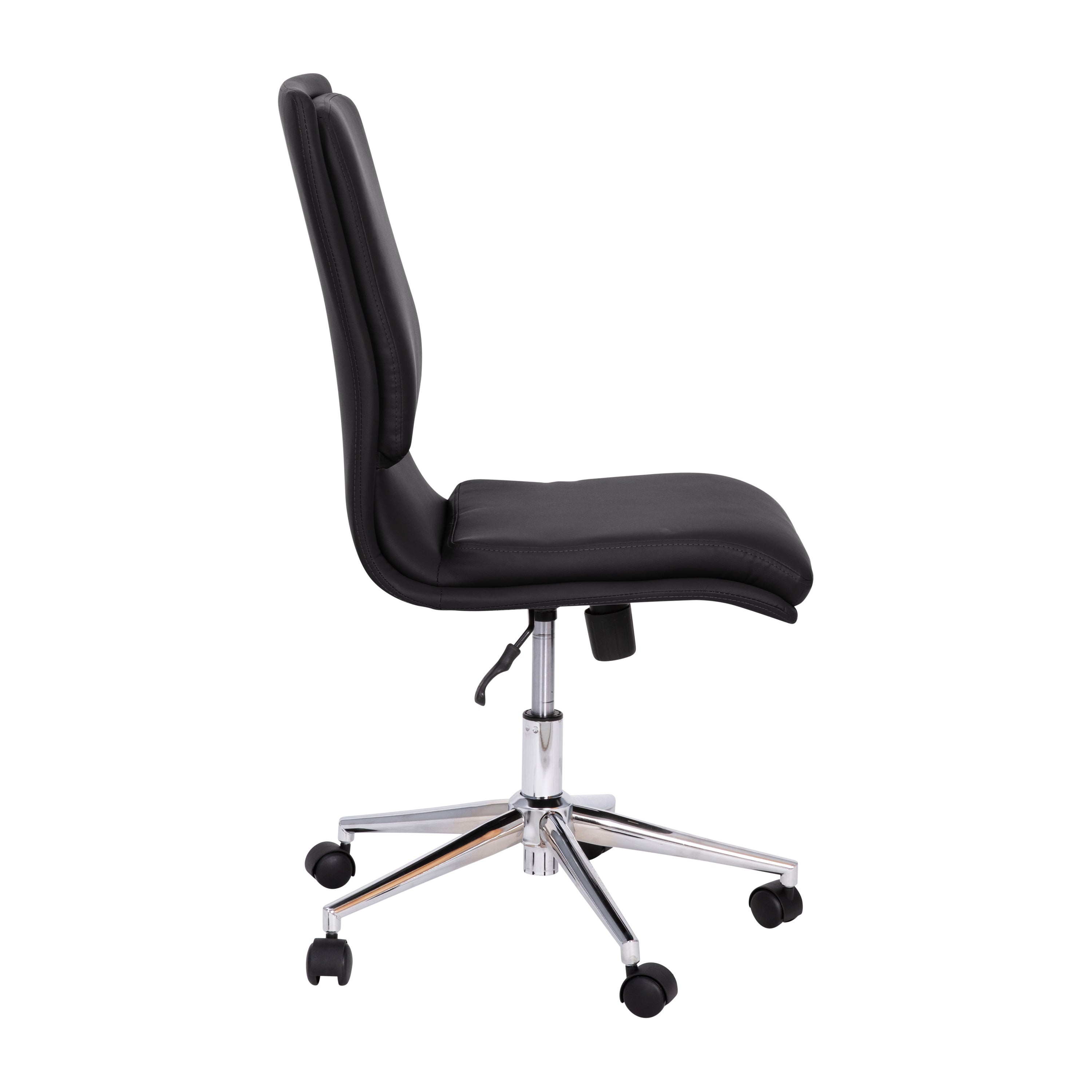 Madigan Mid-Back Armless Swivel Task Office Chair with LeatherSoft and Adjustable Chrome Base, Black