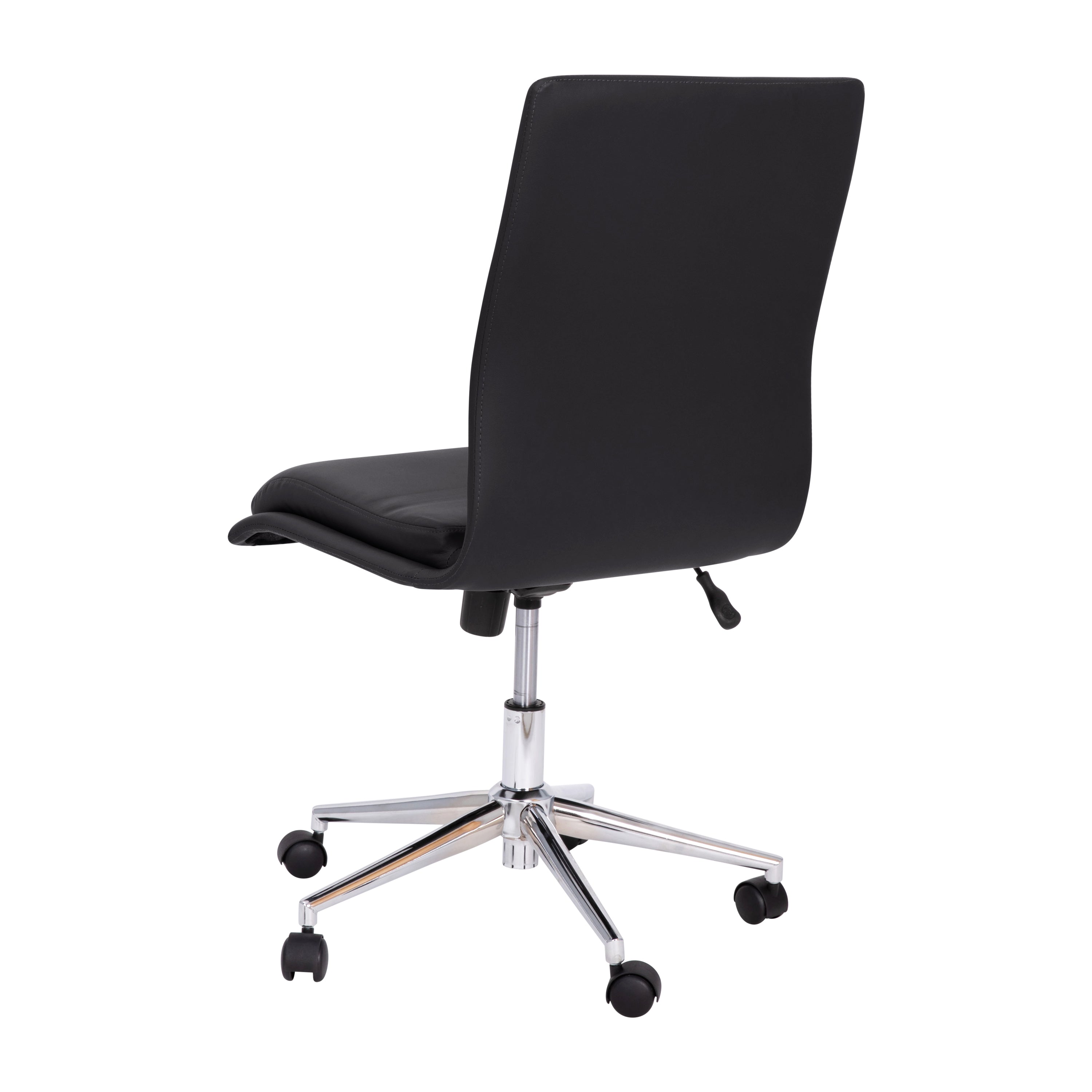 Madigan Mid-Back Armless Swivel Task Office Chair with LeatherSoft and Adjustable Chrome Base, Black