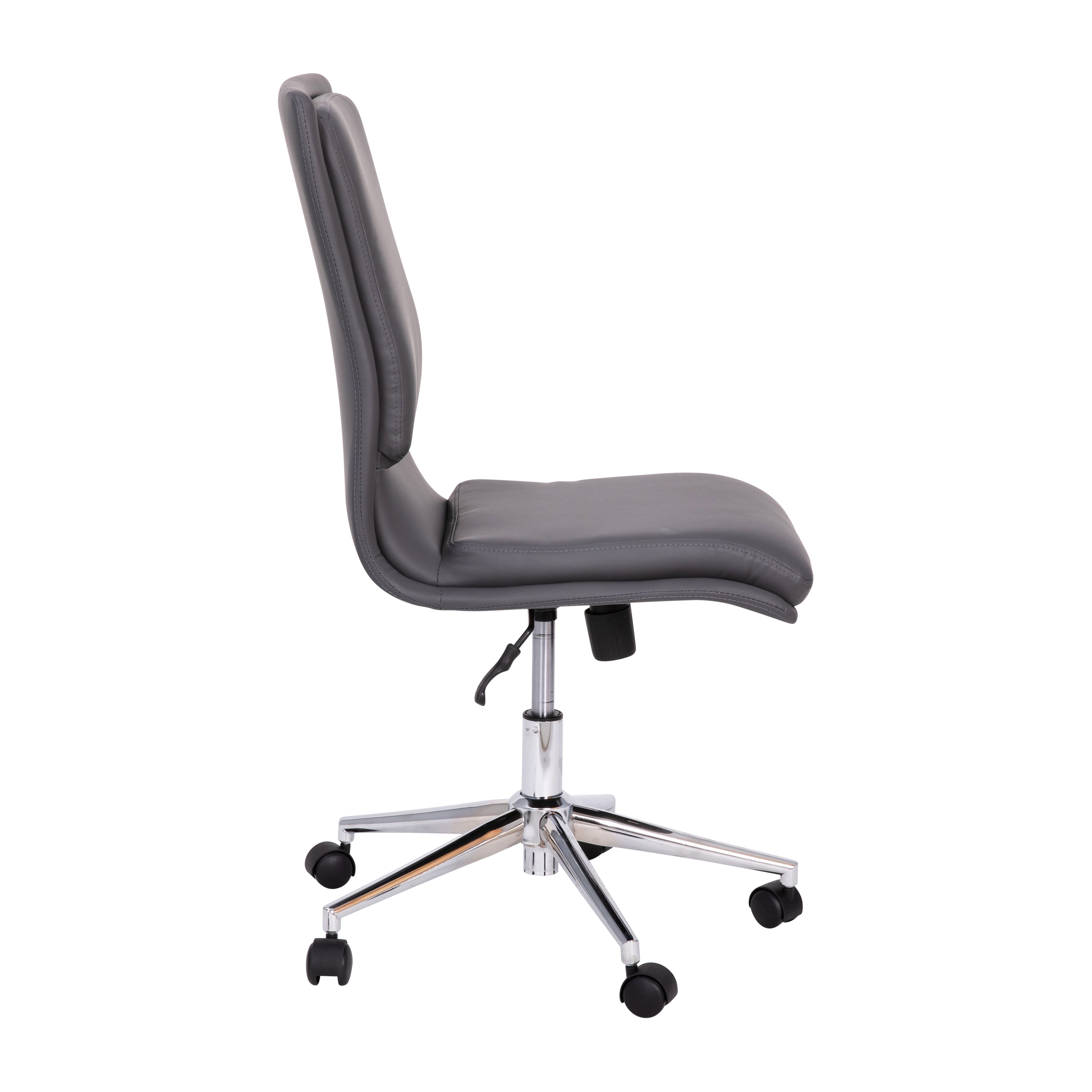 Madigan Mid-Back Armless Swivel Task Office Chair with LeatherSoft and Adjustable Chrome Base, Gray