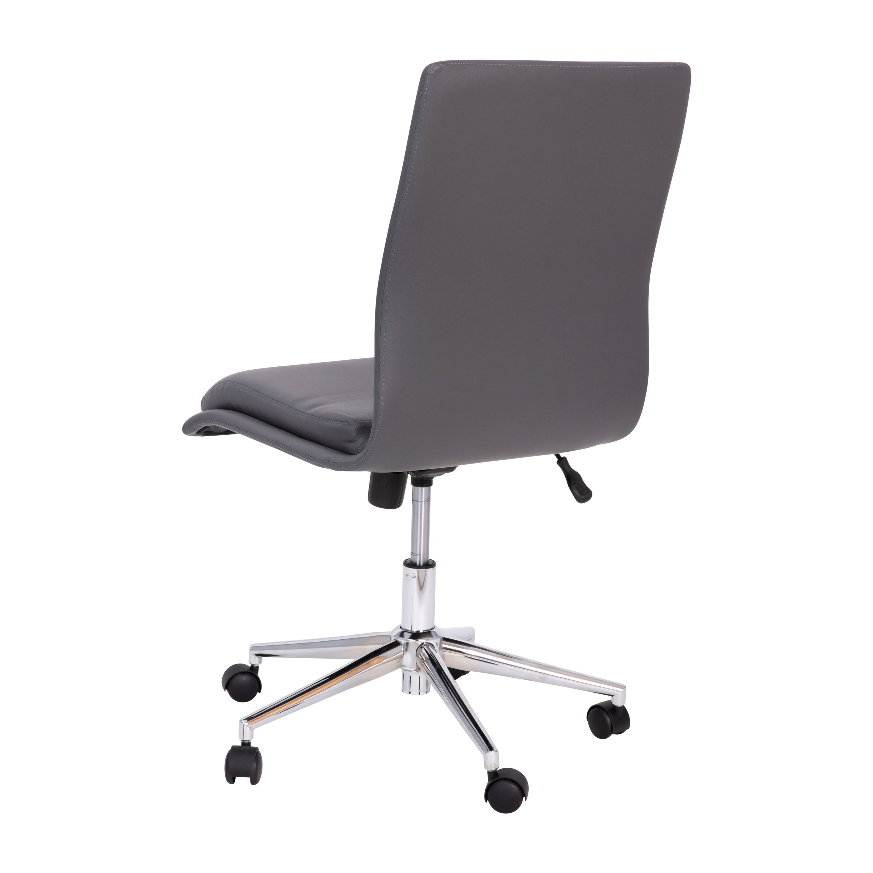 Madigan Mid-Back Armless Swivel Task Office Chair with LeatherSoft and Adjustable Chrome Base, Gray