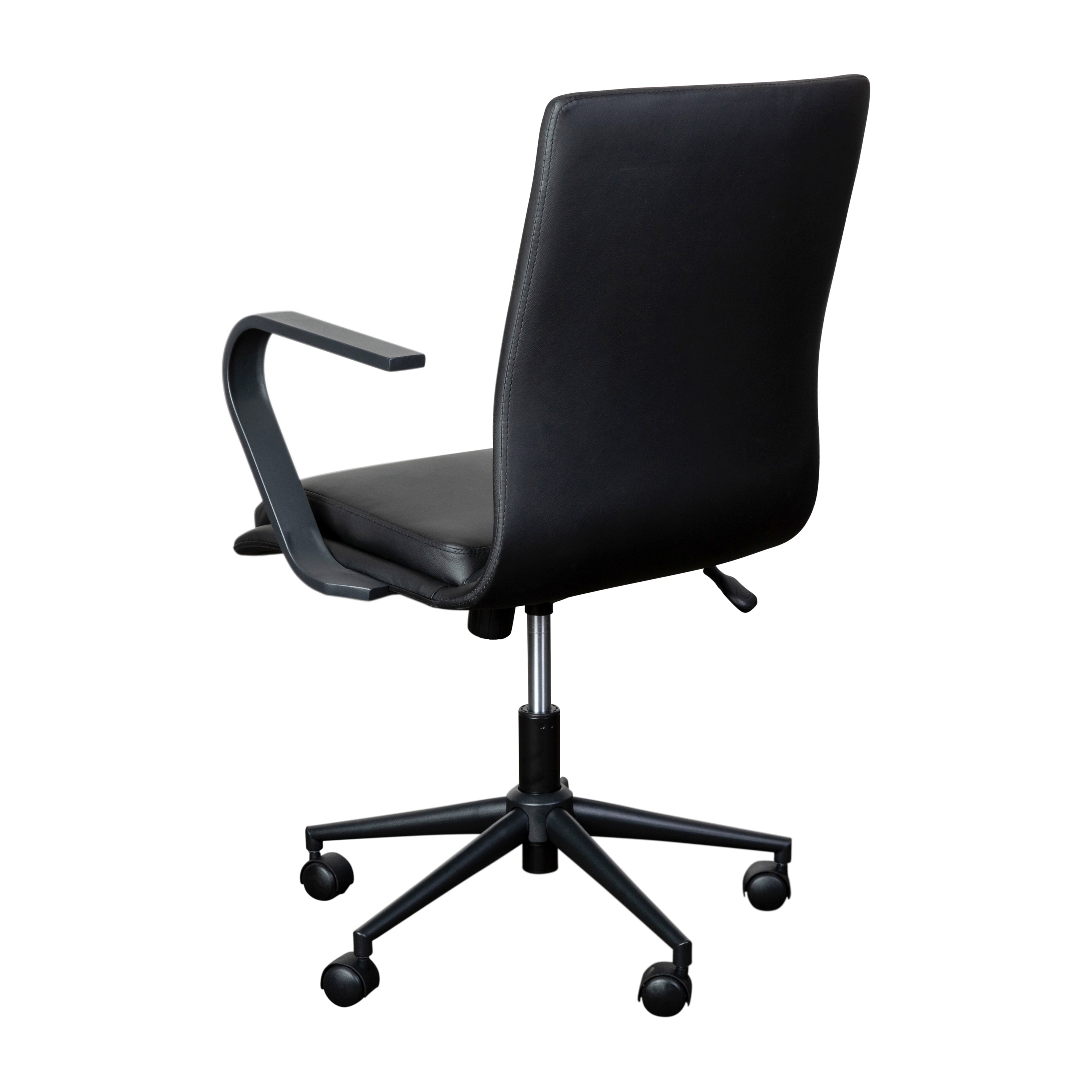 James Mid-Back Designer Executive LeatherSoft Office Chair with Black Base and Arms, Black