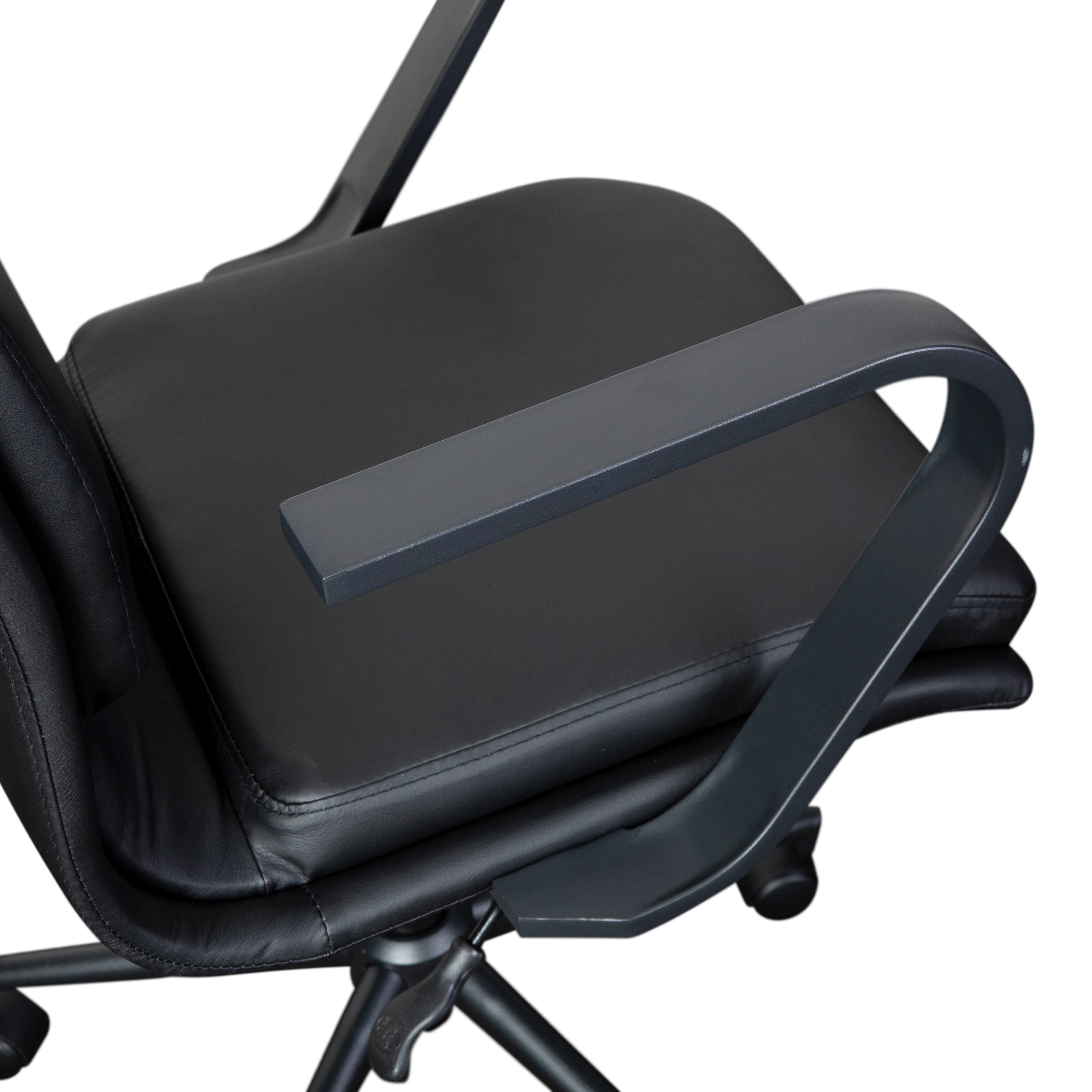 James Mid-Back Designer Executive LeatherSoft Office Chair with Black Base and Arms, Black