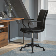 James Mid-Back Designer Executive LeatherSoft Office Chair with Black Base and Arms, Black