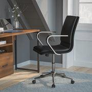 James Mid-Back Designer Executive LeatherSoft Office Chair with Brushed Chrome Base and Arms, Black