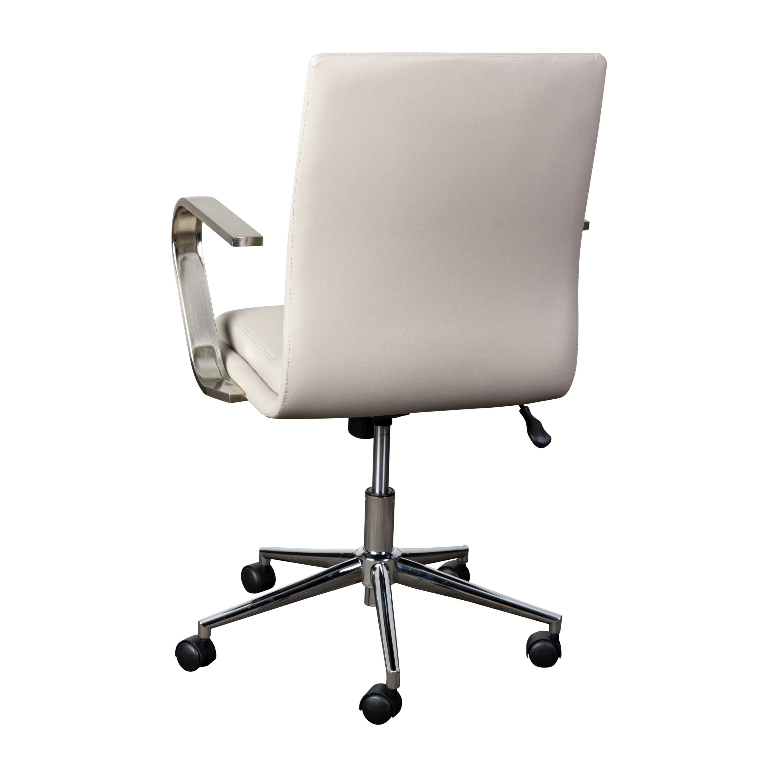 James Mid-Back Designer Executive LeatherSoft Office Chair with Brushed Chrome Base and Arms, Taupe