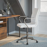James Mid-Back Designer Executive LeatherSoft Office Chair with Brushed Chrome Base and Arms, White